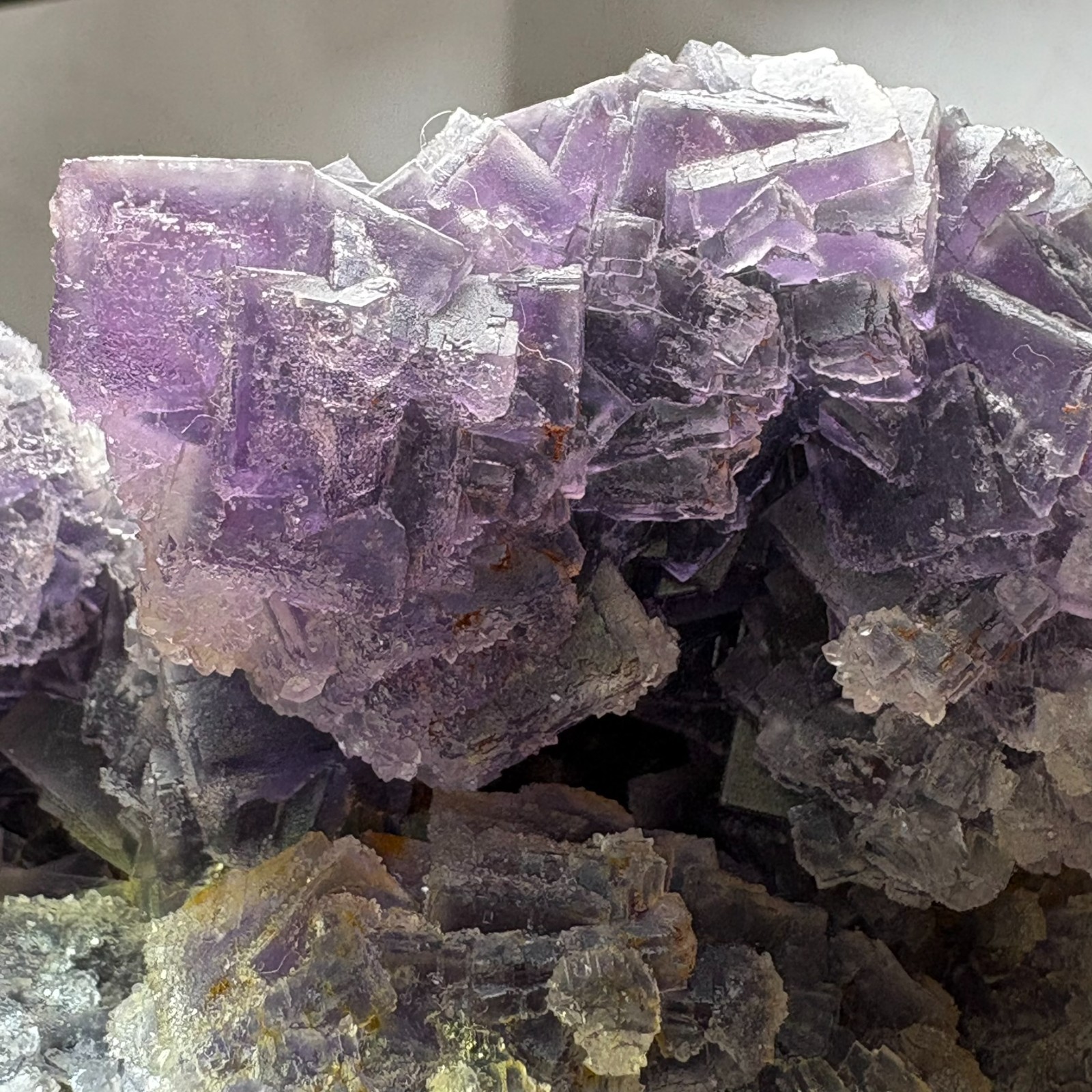 Large Rare Dual Color Fluorescent Natural Fluorite Double Sided Mineral Specimen