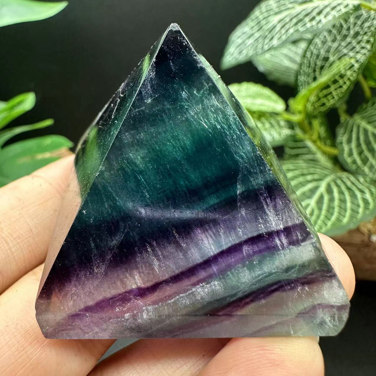 40mm Natural Colorful fluorite pyramid crystal chakras quartz tower healing.1pc