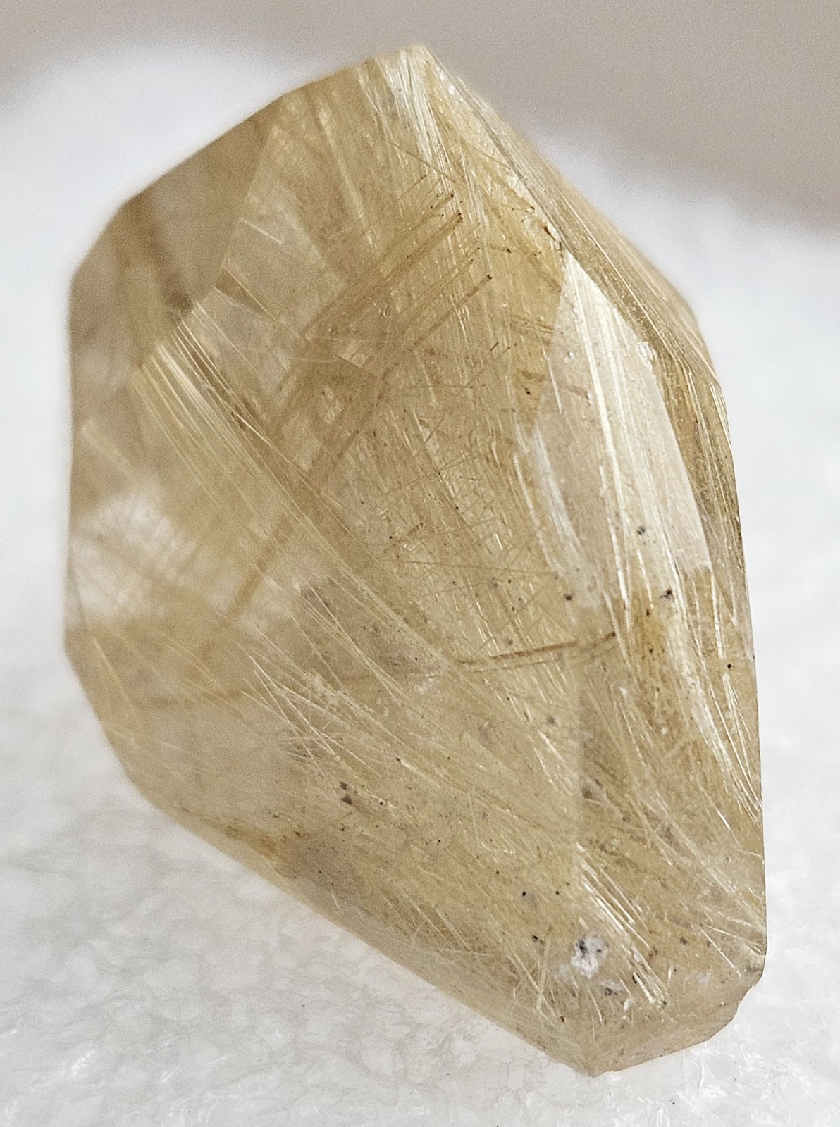 Lustrous Golden Rutile in Quartz Point, Brazil, 1” x 0.8” x 0.7” + Free Stand