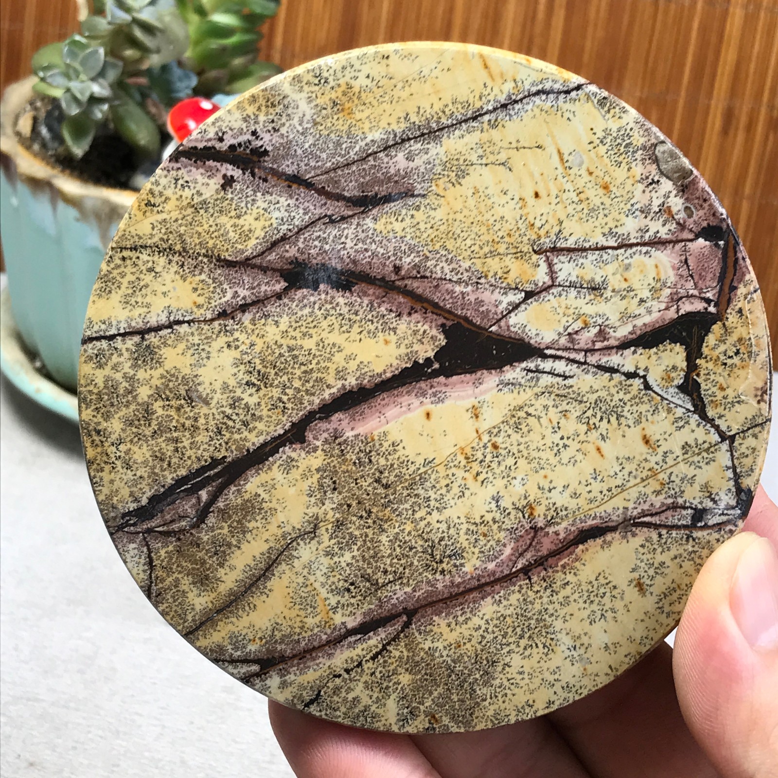 99mm Natural Chinese painting stone crystal ornaments for home decoration A6405