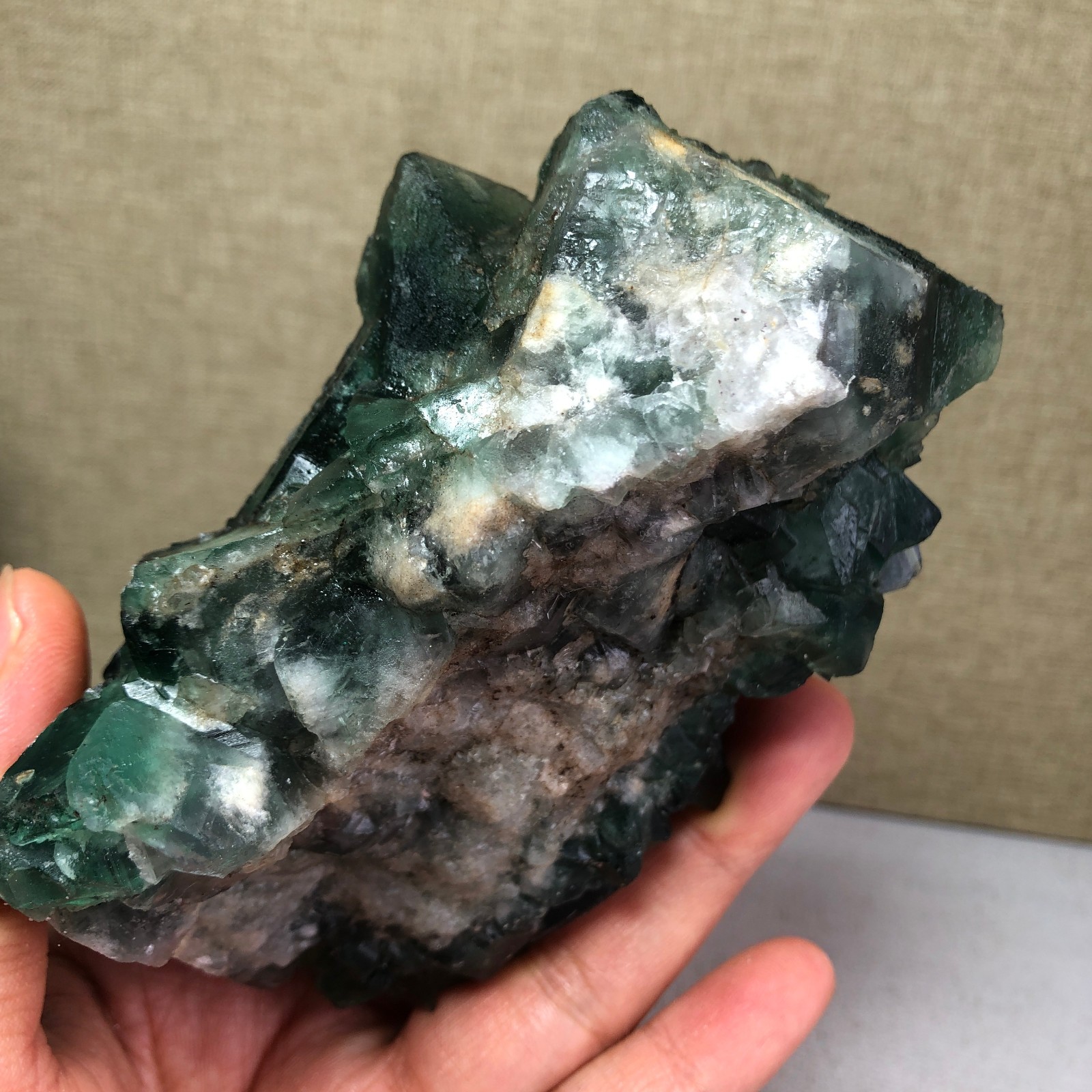 681g NATURAL Green Cubic FLUORITE Crystal Cluster Mineral Specimen A4721