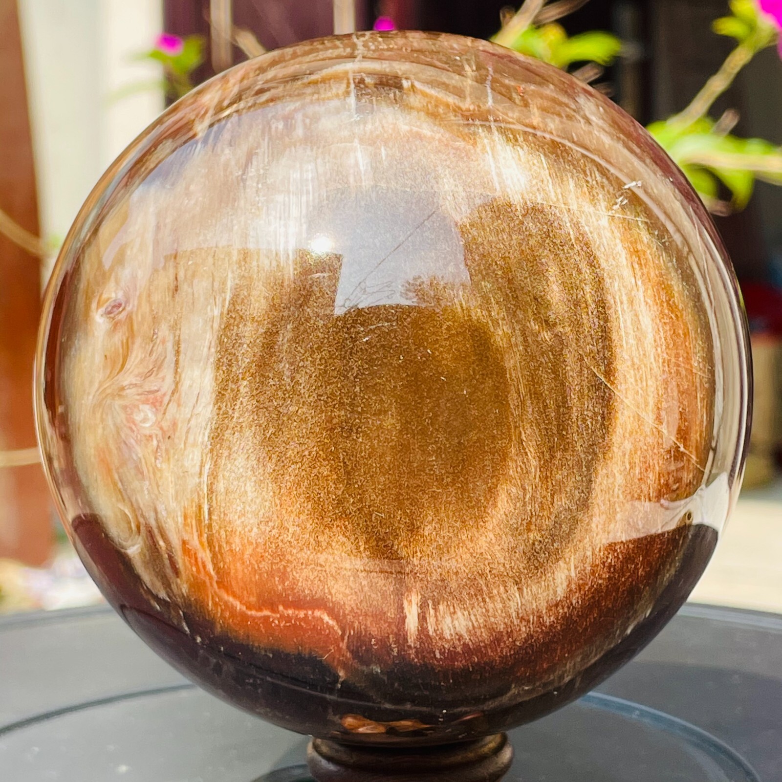 1196g Large Red Petrified Wood Crystal Ball Fossil Polished Sphere Specimen