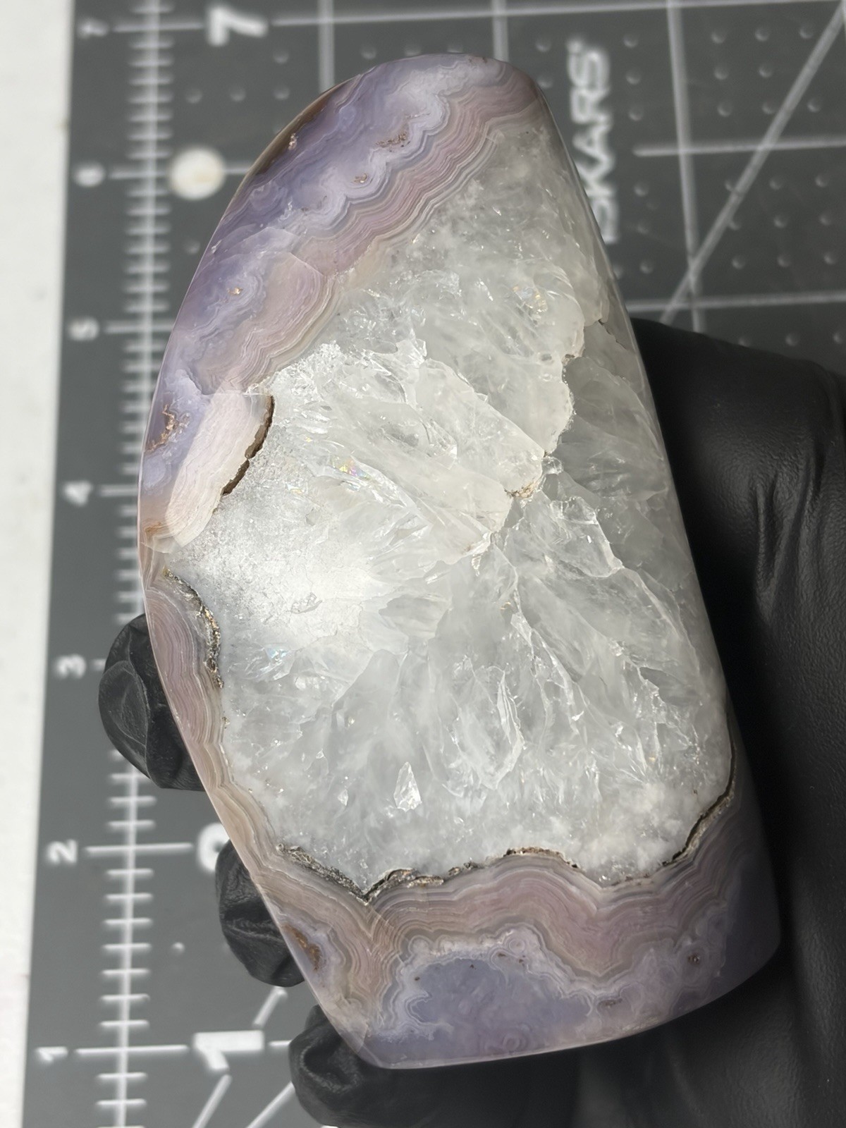 Rare Royal Aztec Lace Agate Free Form Quartz Purple Banding Handmade