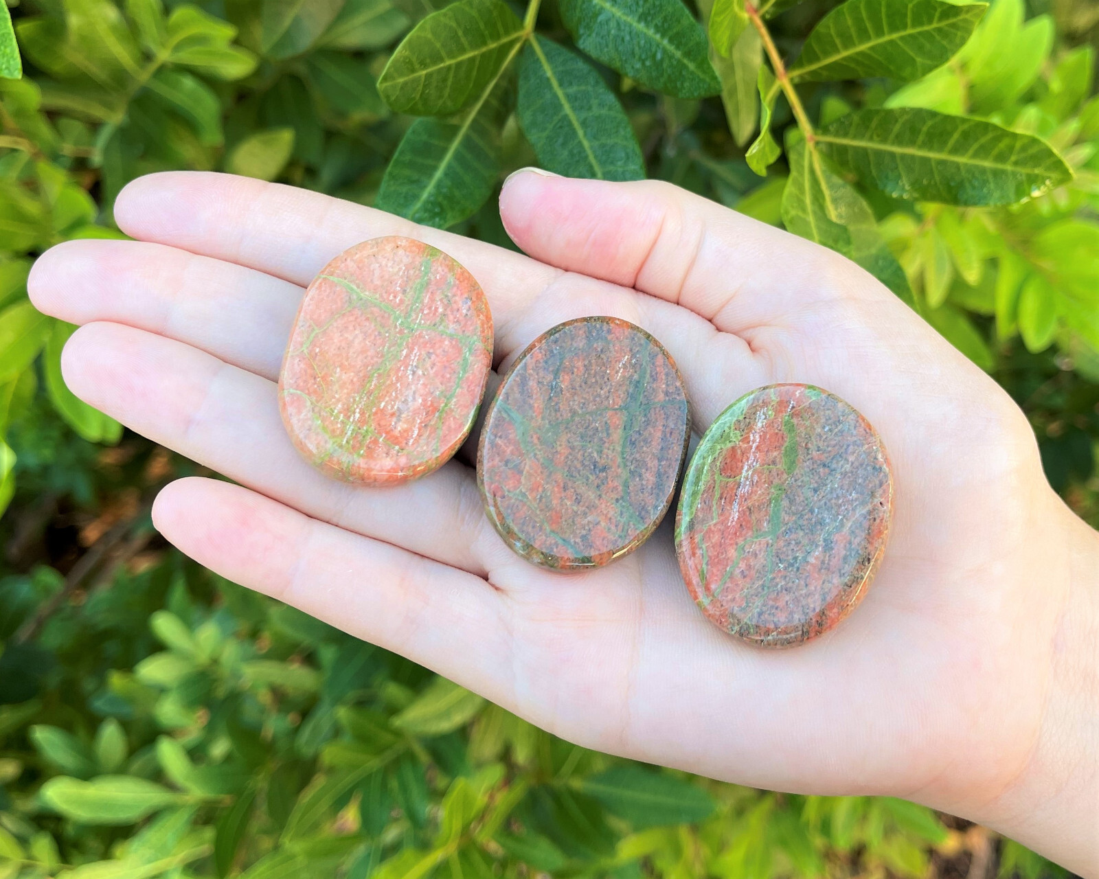 Unakite Worry Stone (Smooth Polished Pocket Gemstone, Unakite Palm Stone)