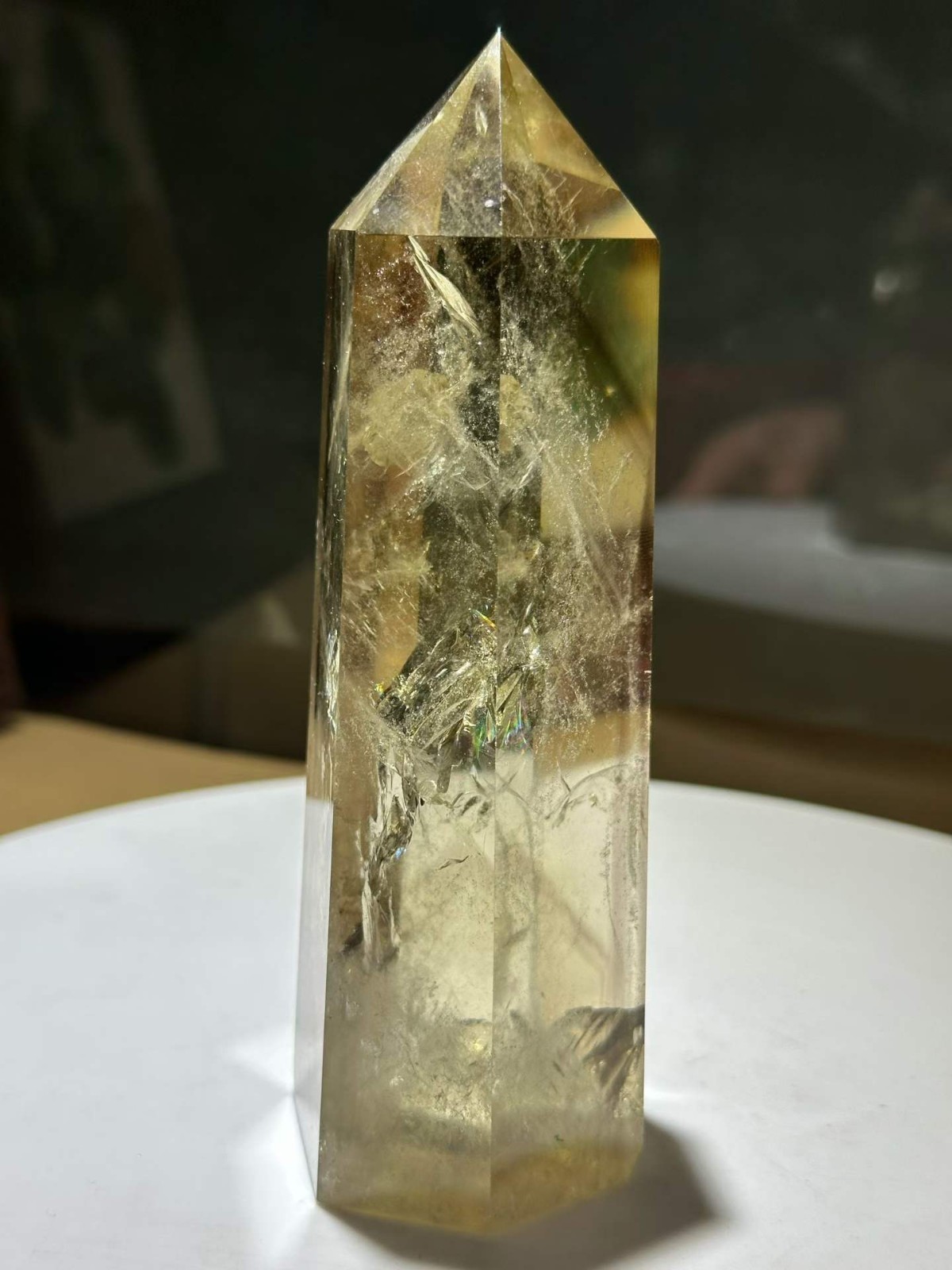 460g Natural Citrine Quartz Obelisk Energy Crystal Point Wand Reiki Decor