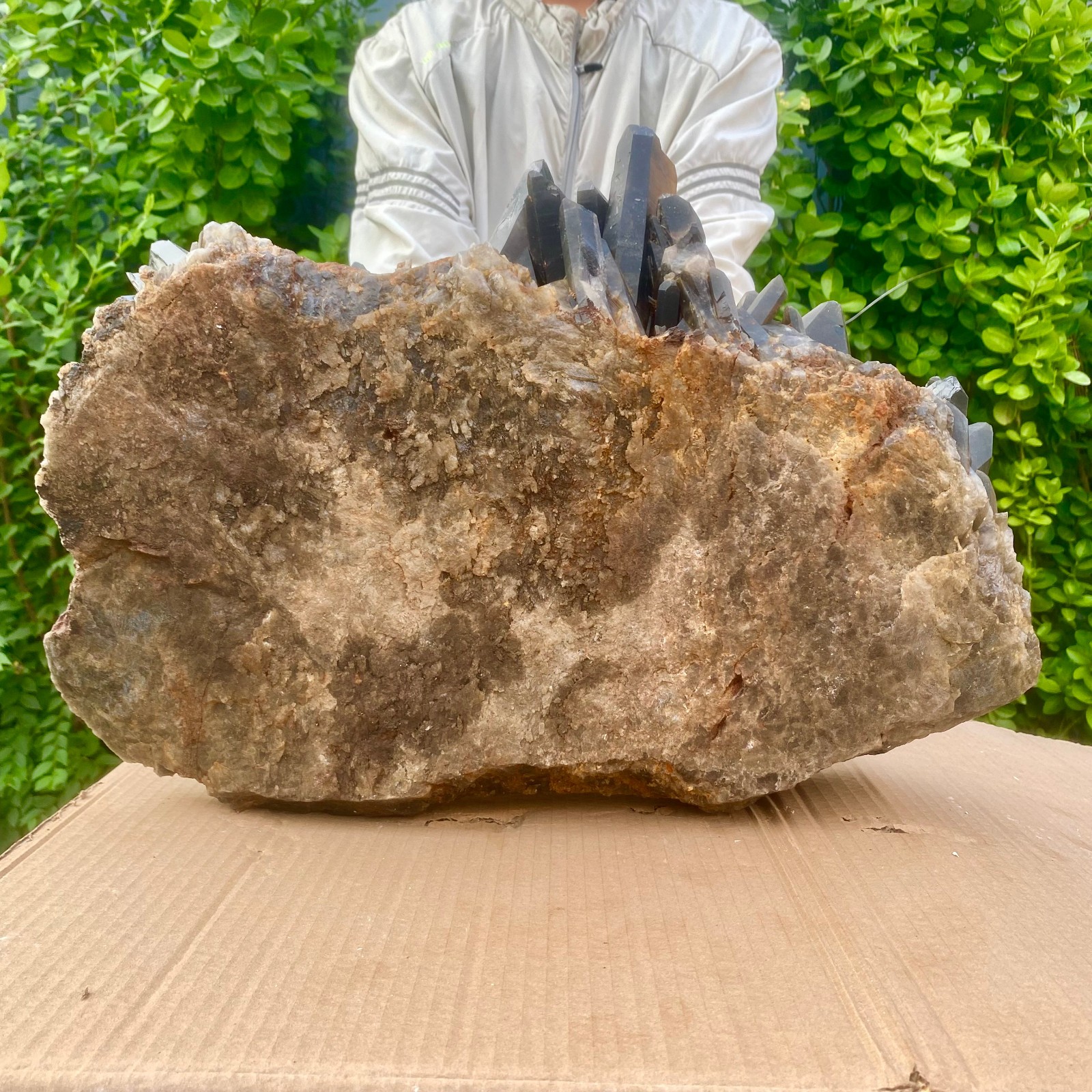 57.76LB Natural Black Smoke Color Quartz Cluster Crystal Specimens Mineral Heali