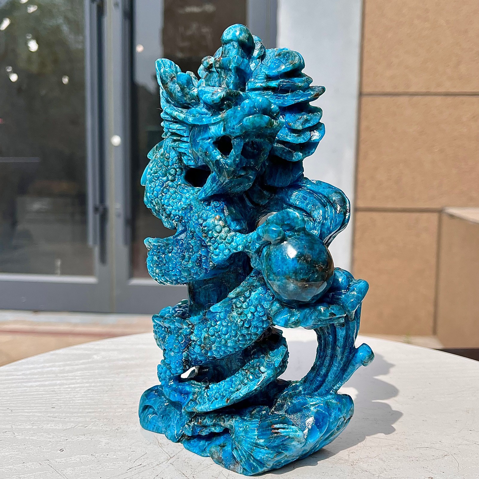 3.74LB Natural dreamy blue lithium gray pattern, hand carved and healed
