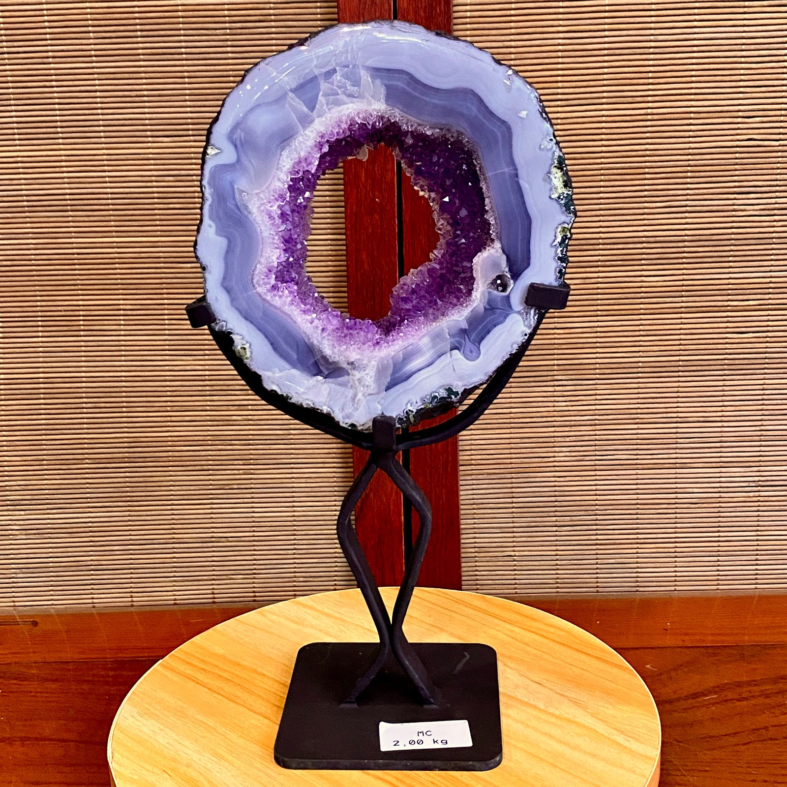 4.4LB Natural Amethyst Cave Crystal Slice Crescent shaped Hand Cut Repai