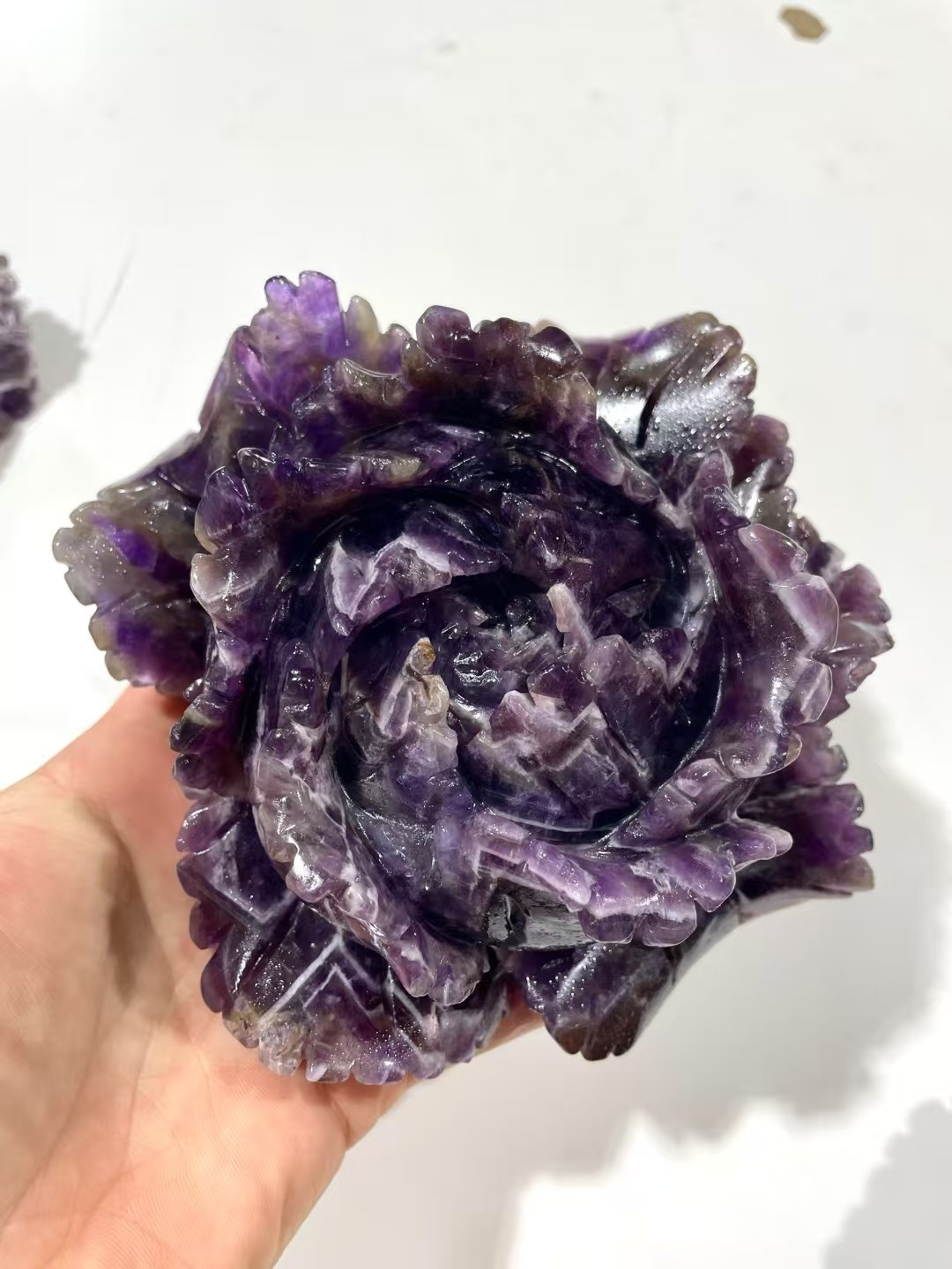 1pc Natural dream amethyst quartz Carved Flower Skull Crystal Reiki Decor Gift