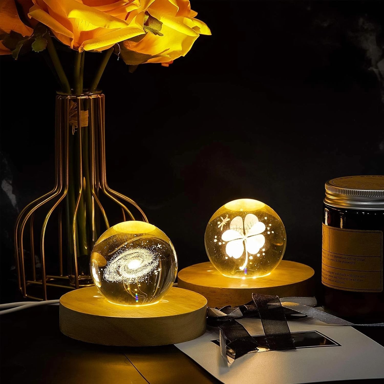 Elegant Wooden LED Display Stands with 6 Lights – Art Showpieces Shine Bright