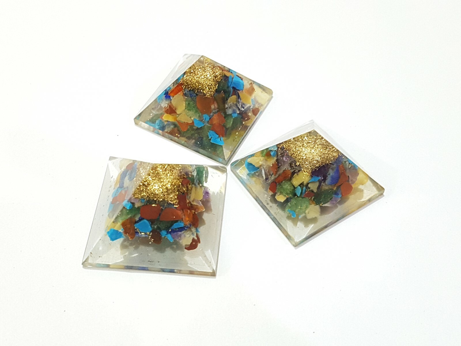 7 CHAKRA FLOW OF MONEY WEALTH BOOSTER POCKET ORGONE PYRAMID REIKI NATURAL STONE