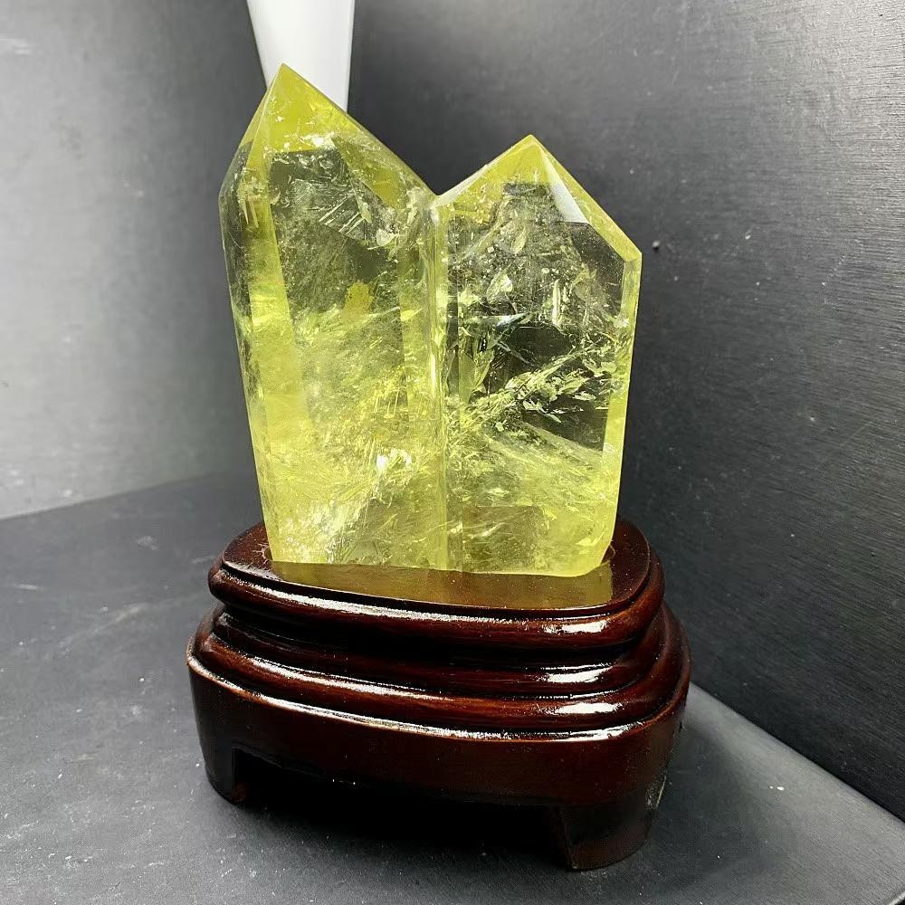 1.21LB Natural Citrine Quartz Obelisk Energy Crystal Tower Point Reiki +Stand