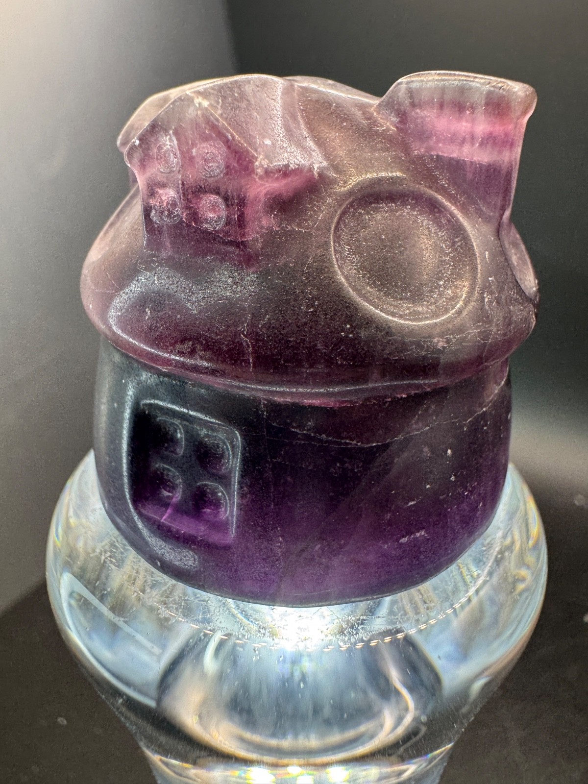 6399 Purple Fluorite Carved and Polished Fairy House 125g