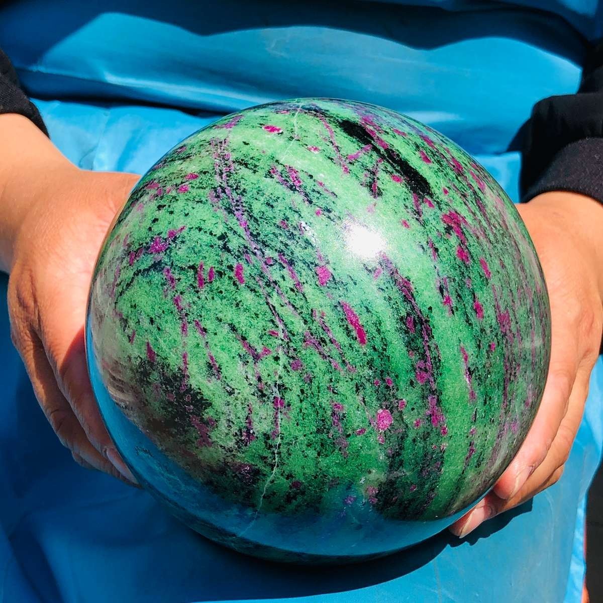 9.81 LB Large Natural Ruby Zoisite Sphere Crystal Healing Stone Specimen 5152