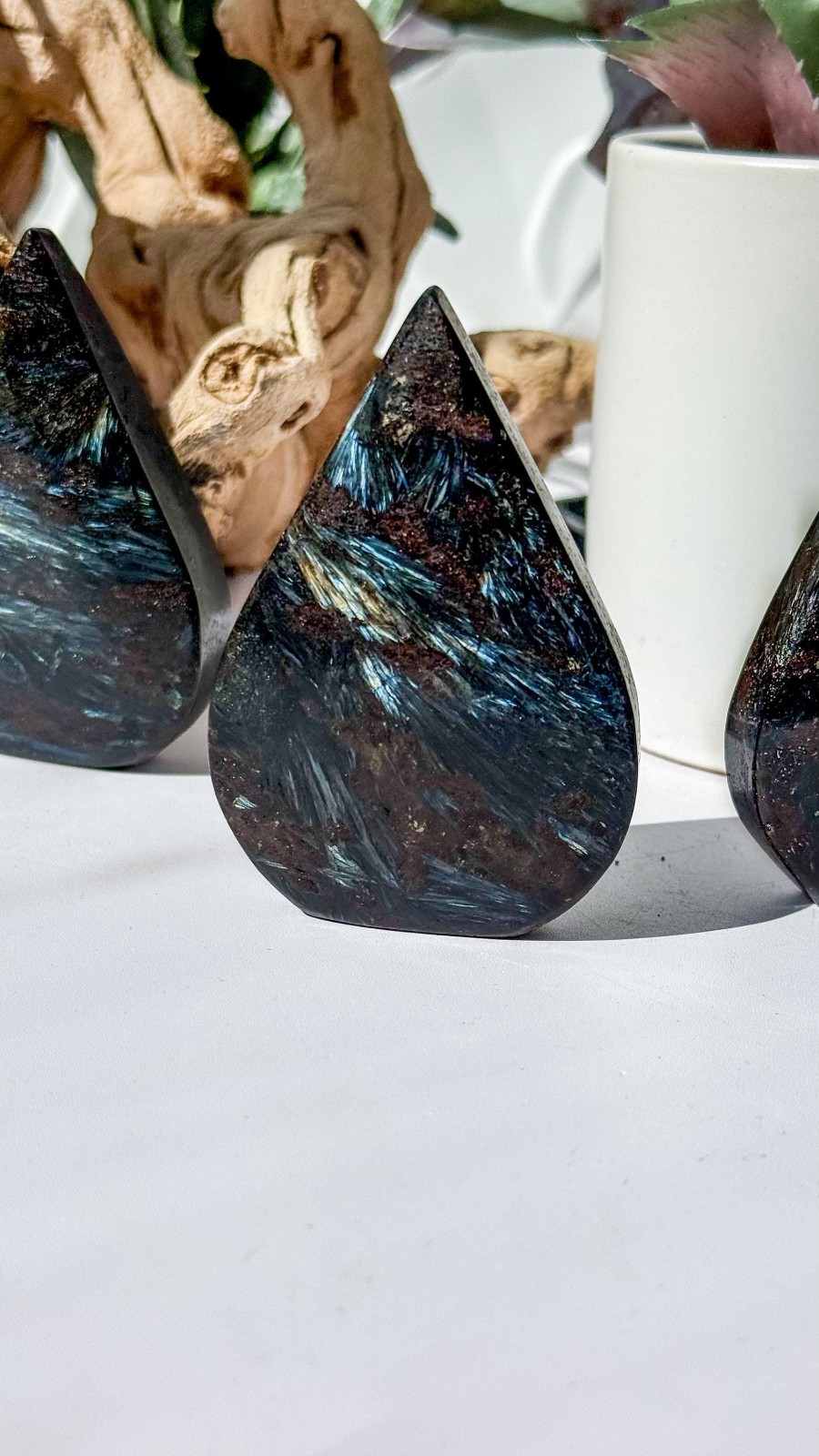 Natural Arfvedsonite Flame Crystal Polished Stone Decor Free US Shipping