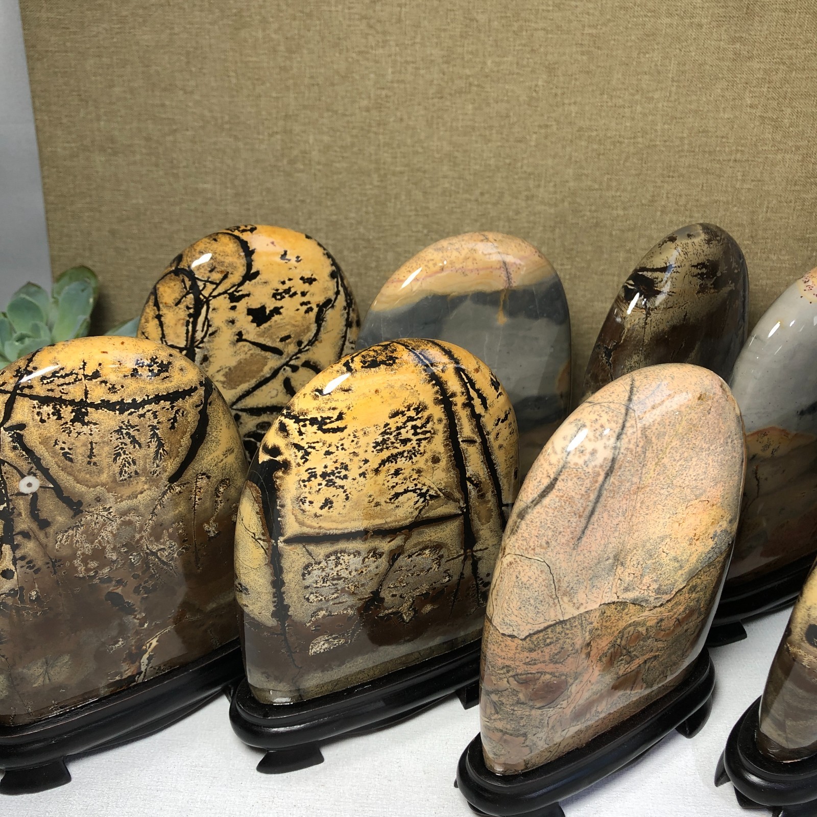 5Pcs Natural Chinese painting stone crystal ornaments for home decoration