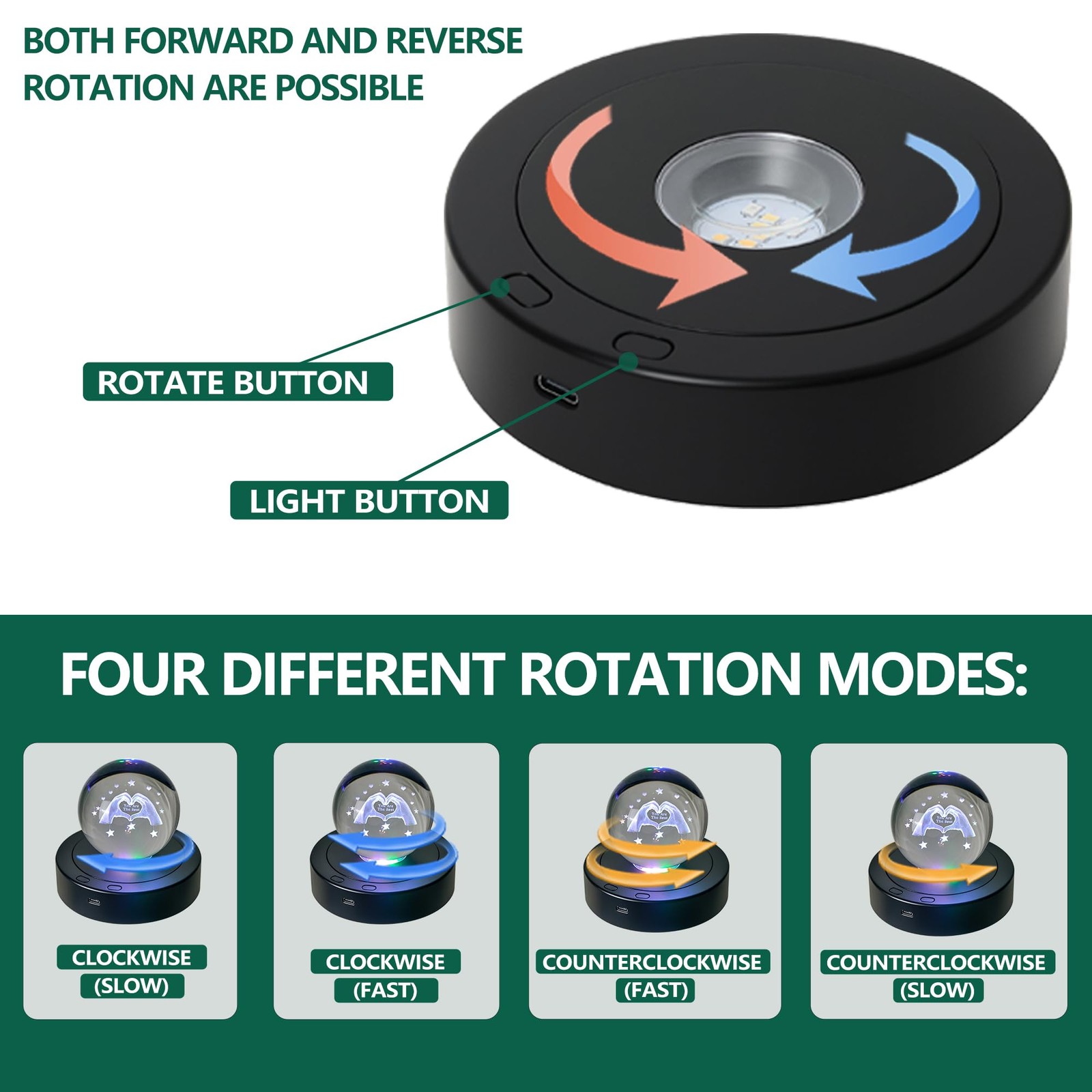 4.5*1.2inch Rotating Light Display Stand Positive and Negative Rotation Displ…