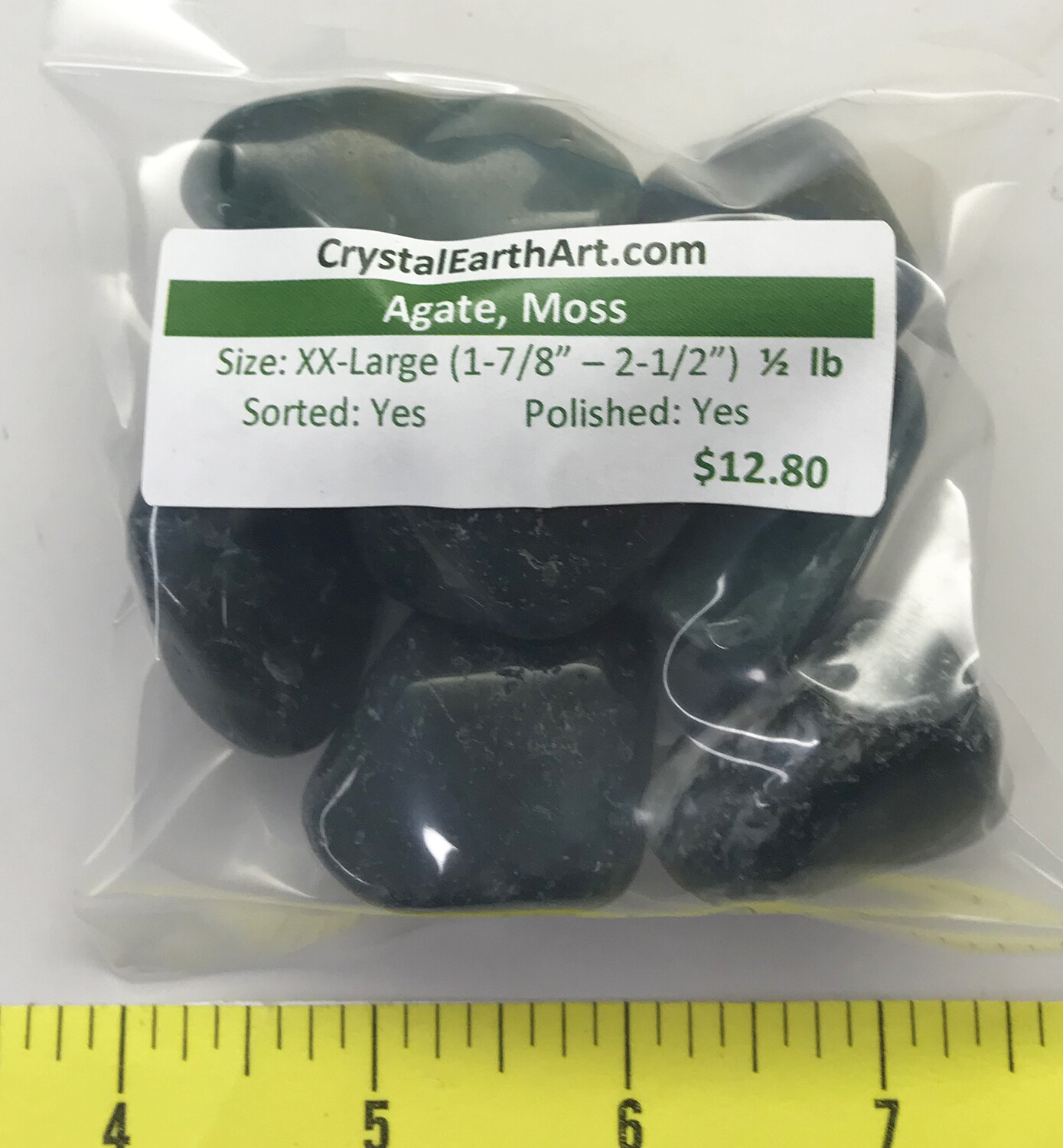 AGATE MOSS XX-Large (1-7/8 to 2-1/2″) polished green agate 1/2 lb bulk
