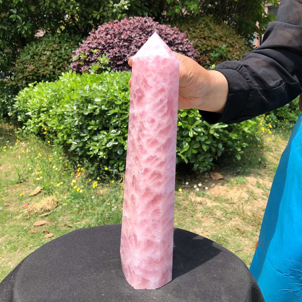 3.69LB Natural rose quartz obelisk pink crystal tower point healing decor