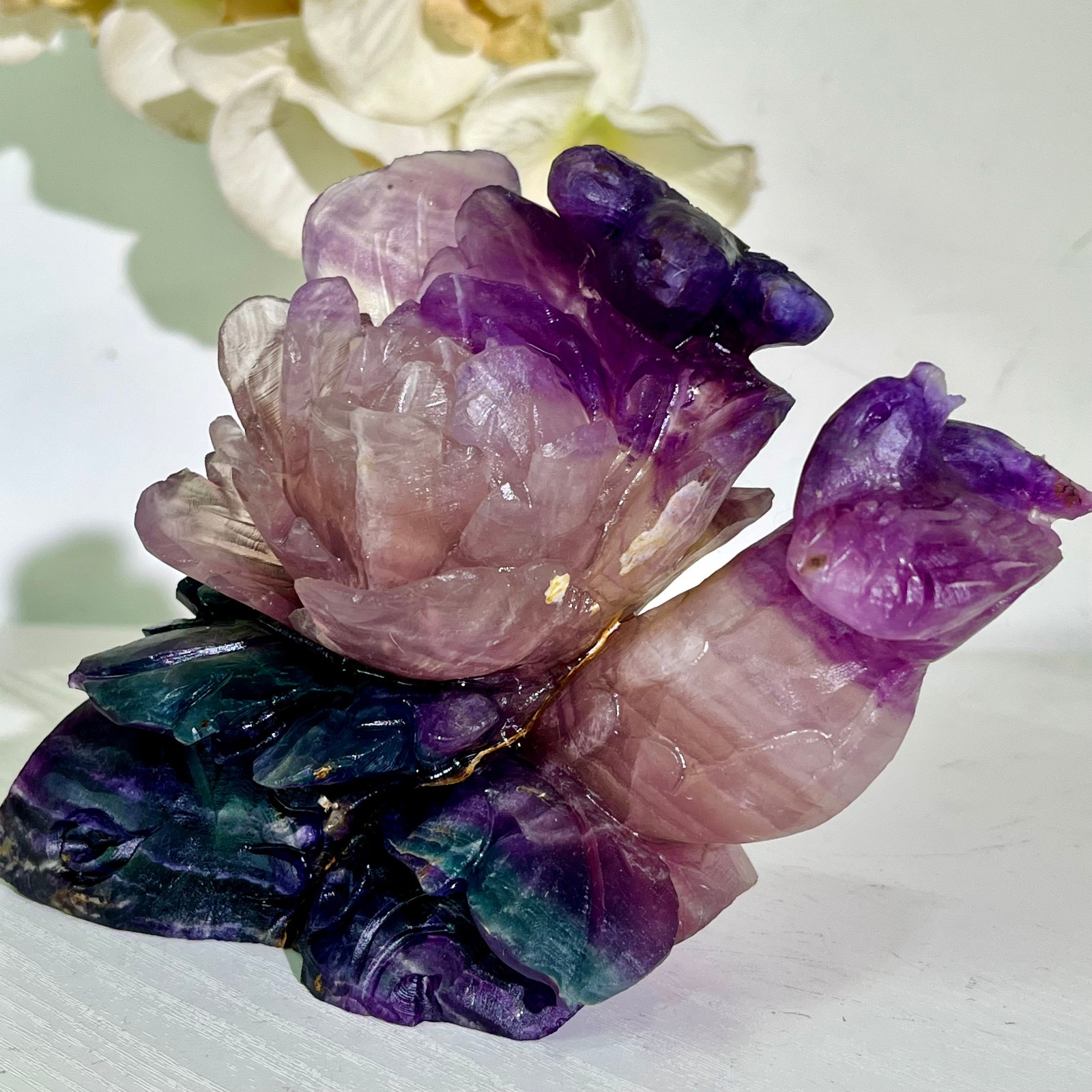 4.18LB Natural fluorite quartz products, hand carved and polished spiritual orn