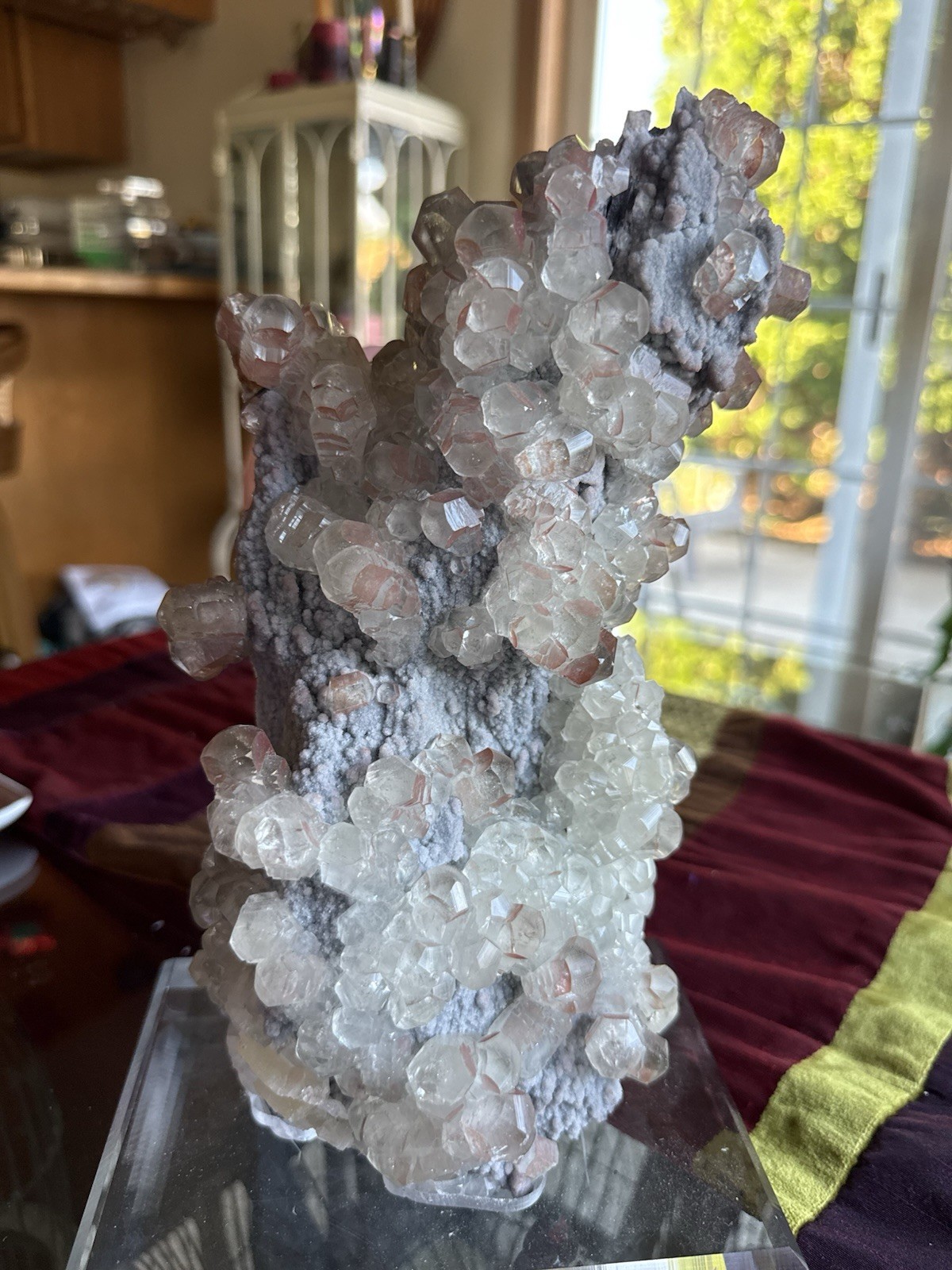 Stunning Collectors Red Benz Calcite Crystal Specimen w/Acrylic Stand 4.8lb