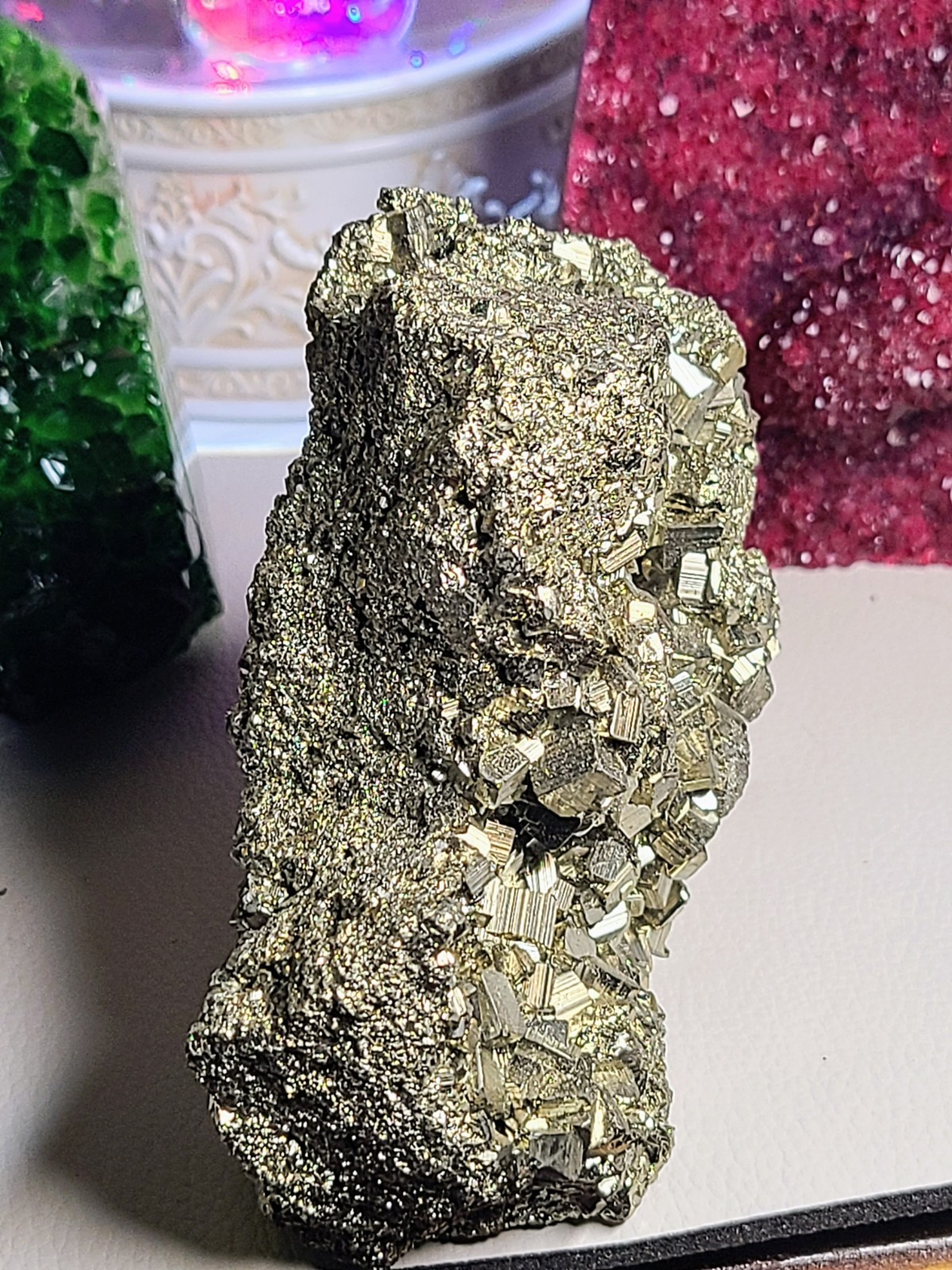 Huge Golden AAA Druzy Peruvian Pyrite Crystal Cluster
