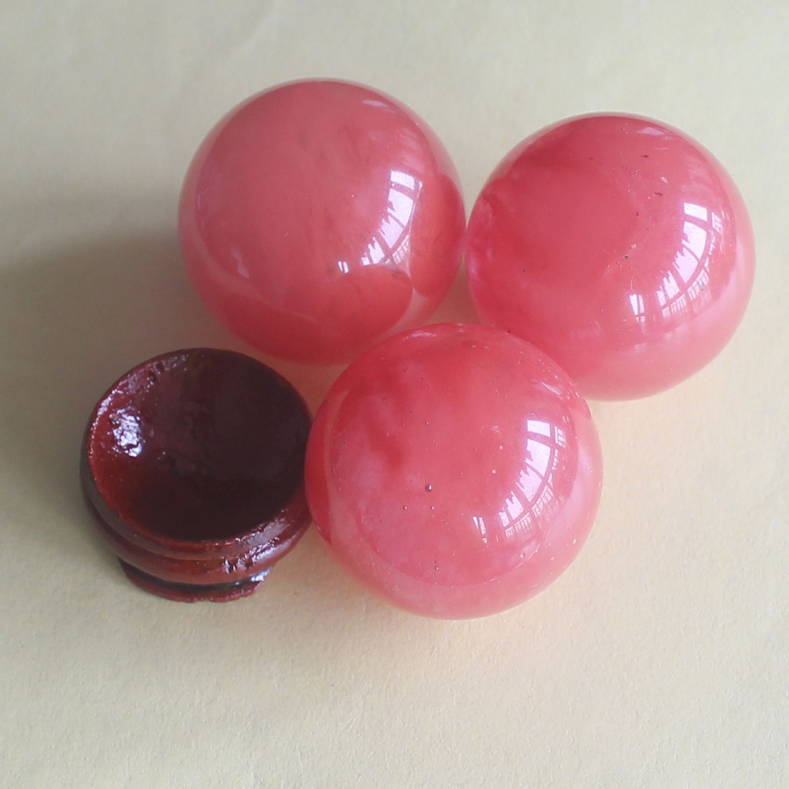 Red voclano cherry quartz sphere ball with wood stand healing craft