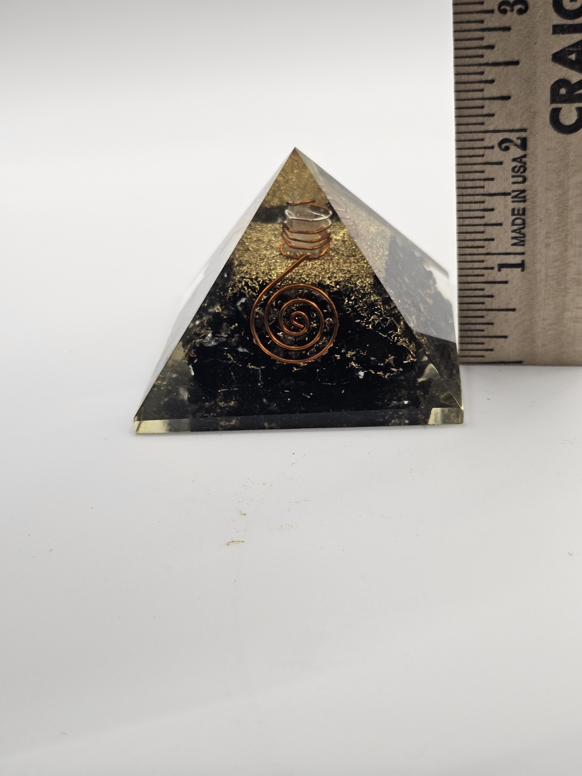 2.5″ Black Shungite Orgonite Orgone Pyramid Energy Reiki Charged Generator