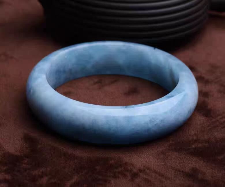 100% Natural Blue Aquamarine Gemstone Bangle AAAAA Inner Diameter 61mm