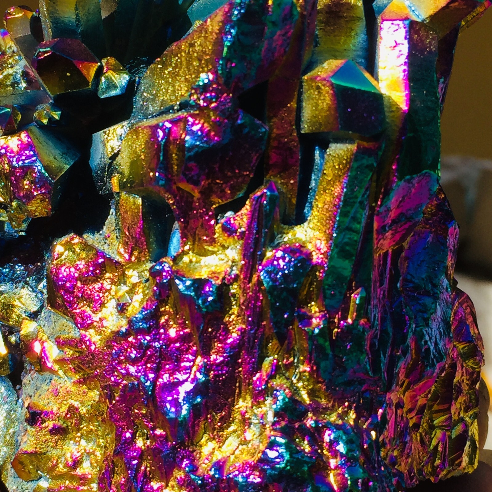 1015g Large Flaming Rainbow Quartz Titanium Crystal Cluster Specimen Healing