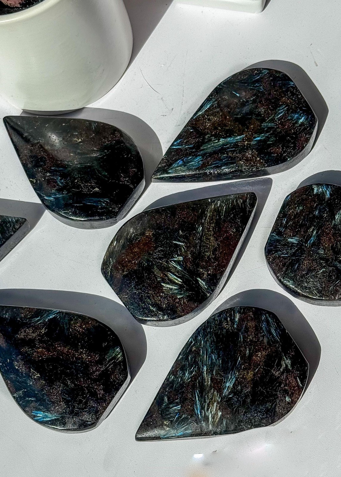 Natural Arfvedsonite Flame Crystal Polished Stone Decor Free US Shipping