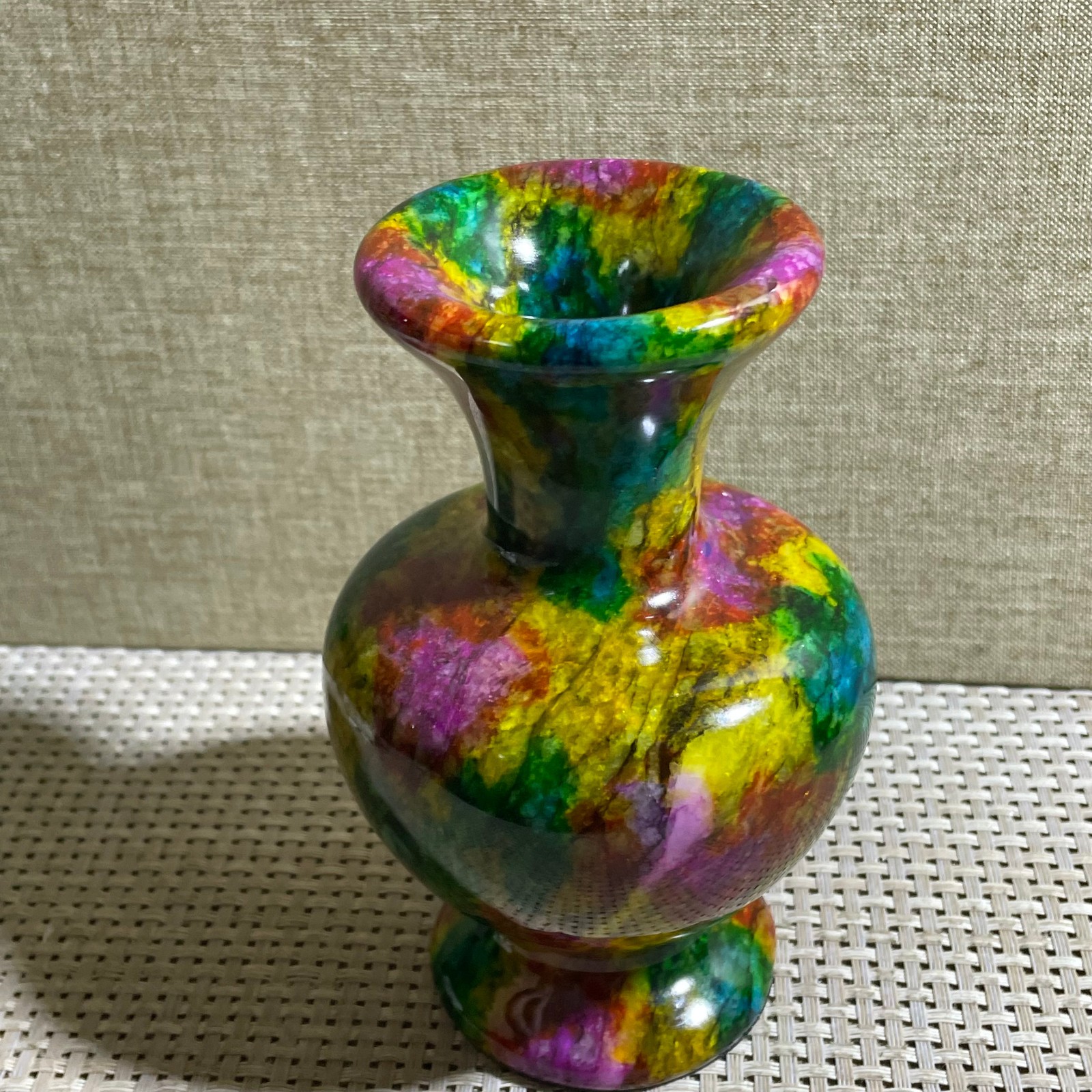 835g Seven Colors Jade vase specimen Decorative -Taiwan China