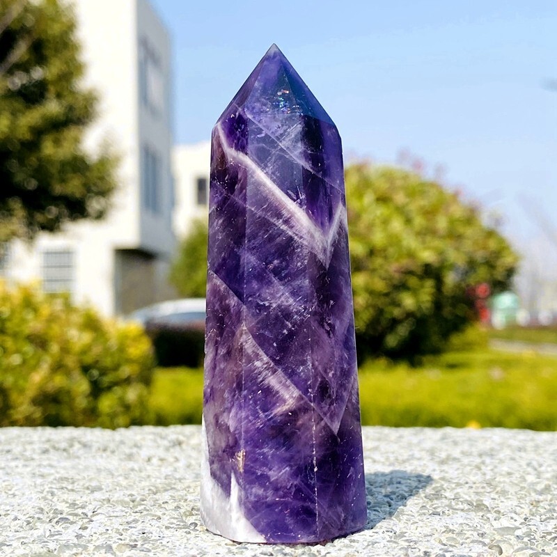74g Natural dreamy amethyst obelisk quartz crystal energy column