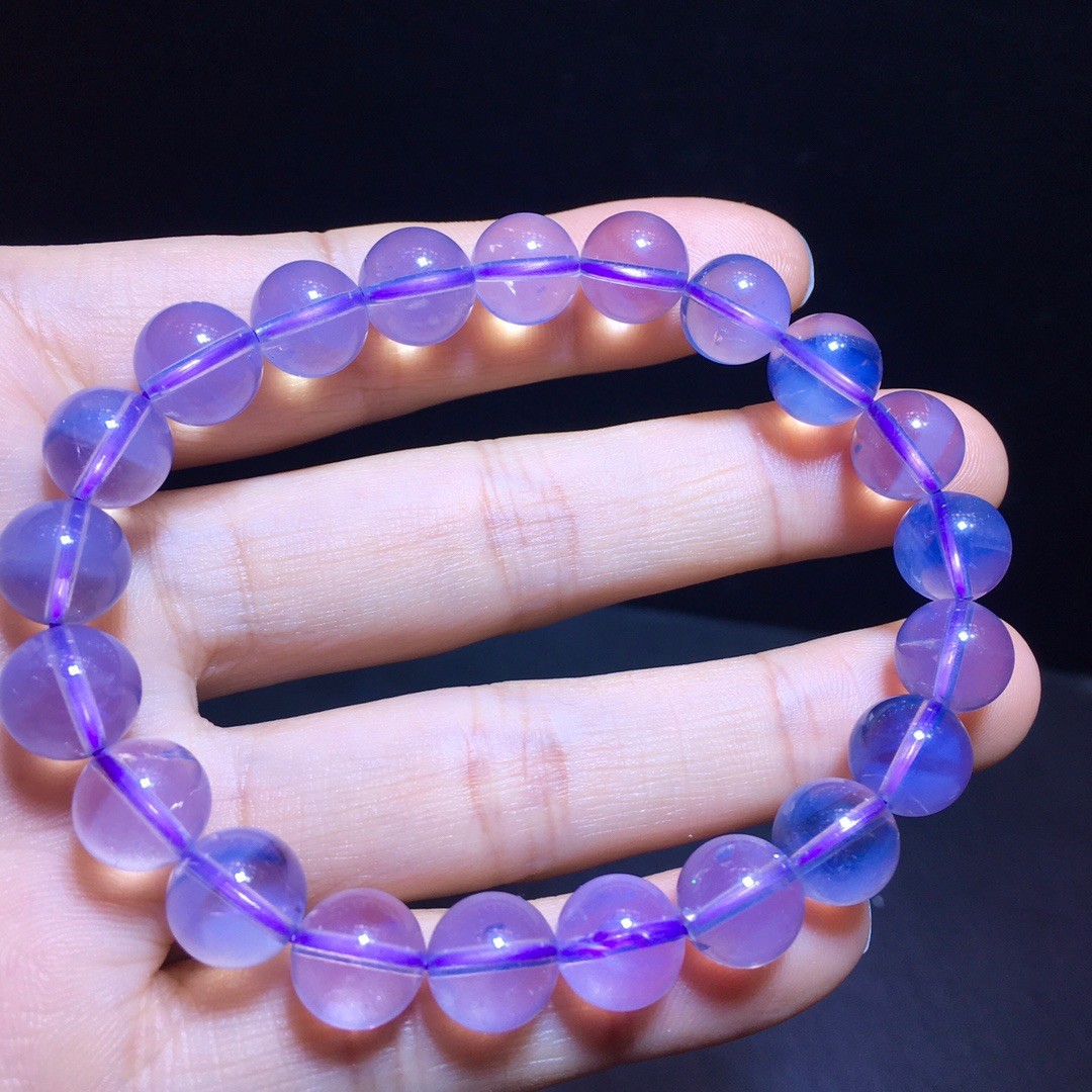 Natural amethyst, lilac and purple cream through-body bracelet
