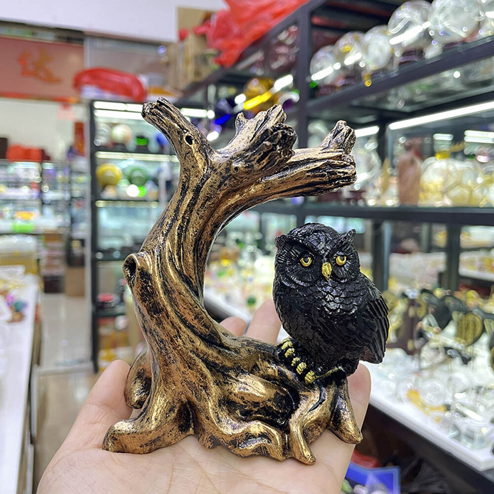 Owl Resin Sphere Holder Stand Base Natural Crystal Ball Hand Decoration Gift USA