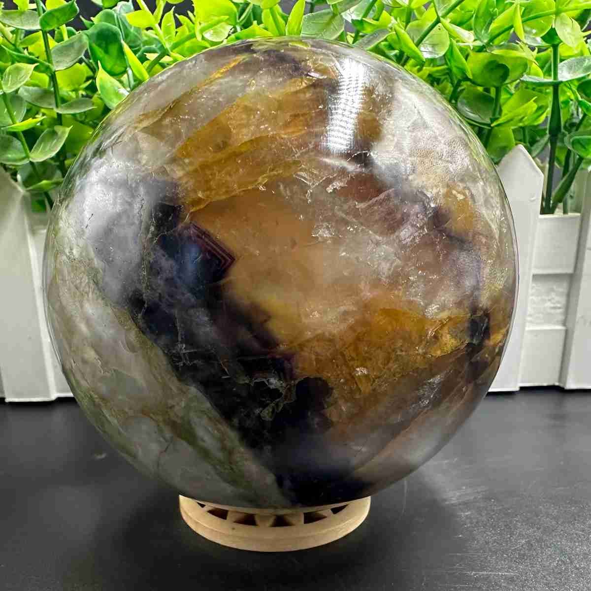 1835g Natural Fluorite Quartz Sphere Crystal Energy Ball Reiki Healing Gem