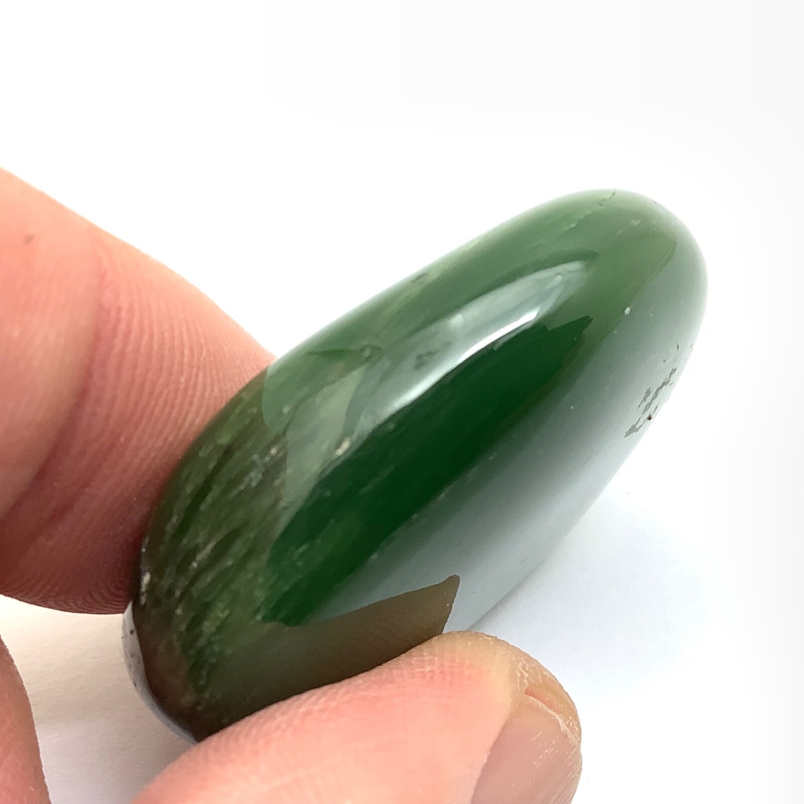 Siberian Jade Pebble Primo Green Polish Nephrite Jade Stone Specimen Siberia 35g