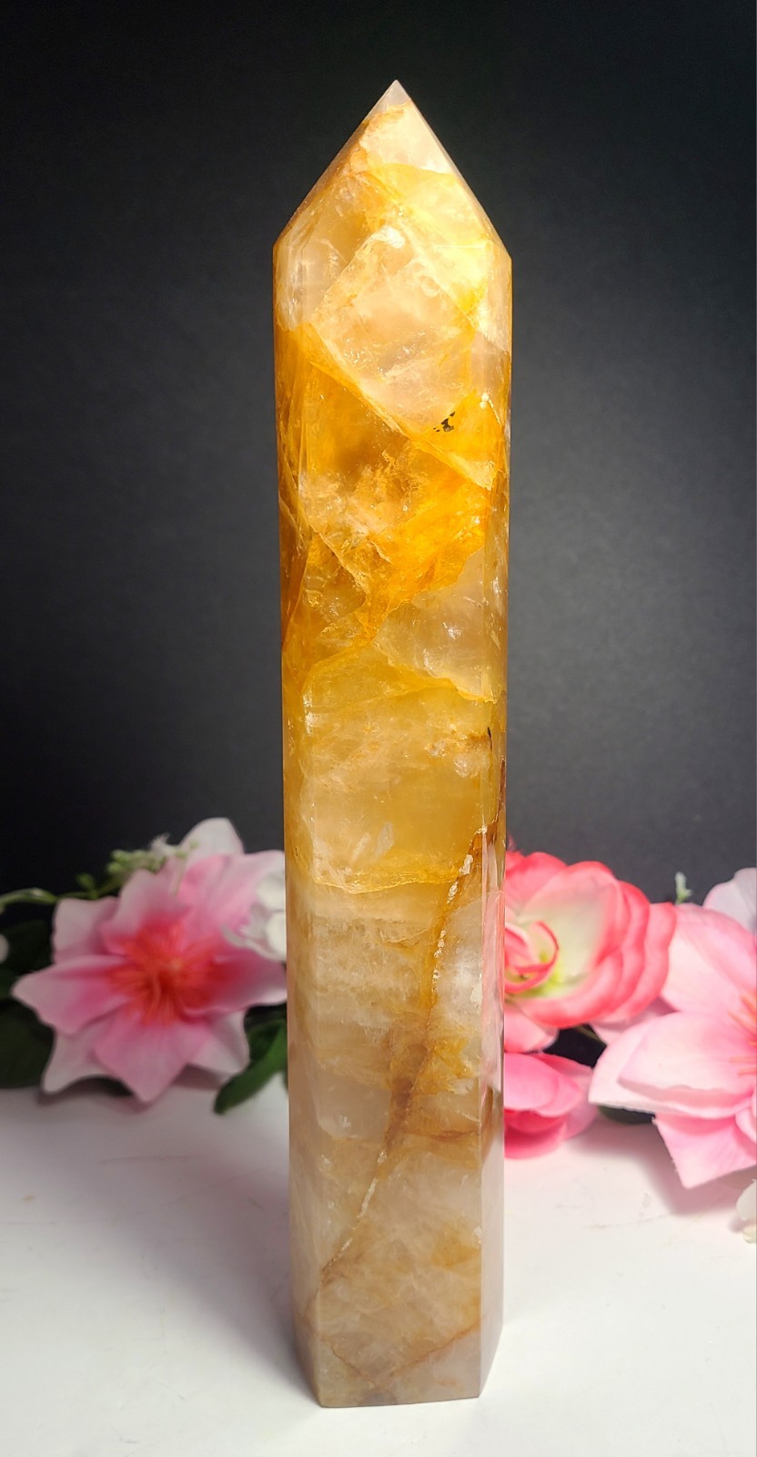 XXX Large 10″ 958g 2.2lb A+ Golden Healer Quartz Tower Generator Wealth Crystal