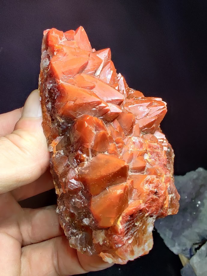 Large SATURATED Red Hematoid/Ferruginous Quartz Crystal Cluster: 242g Morocco