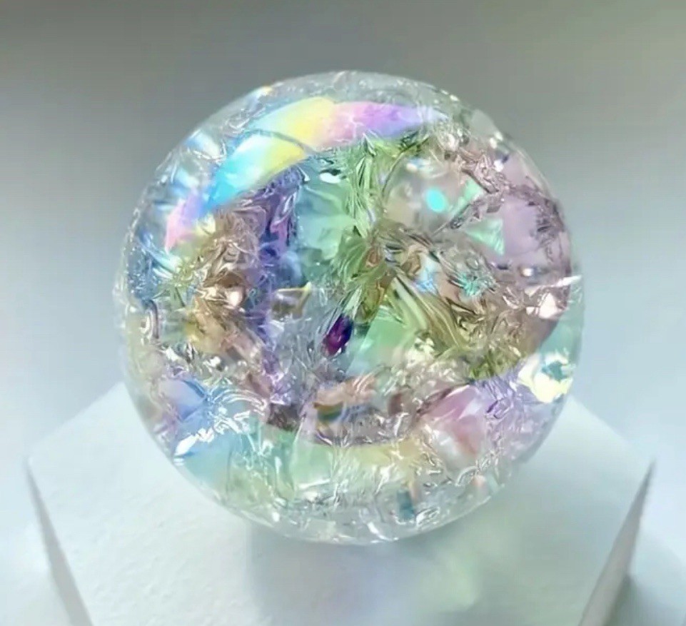 Rainbow Quartz Sphere Orb Ball Crystal Rainbow Marble 35mm (60g)