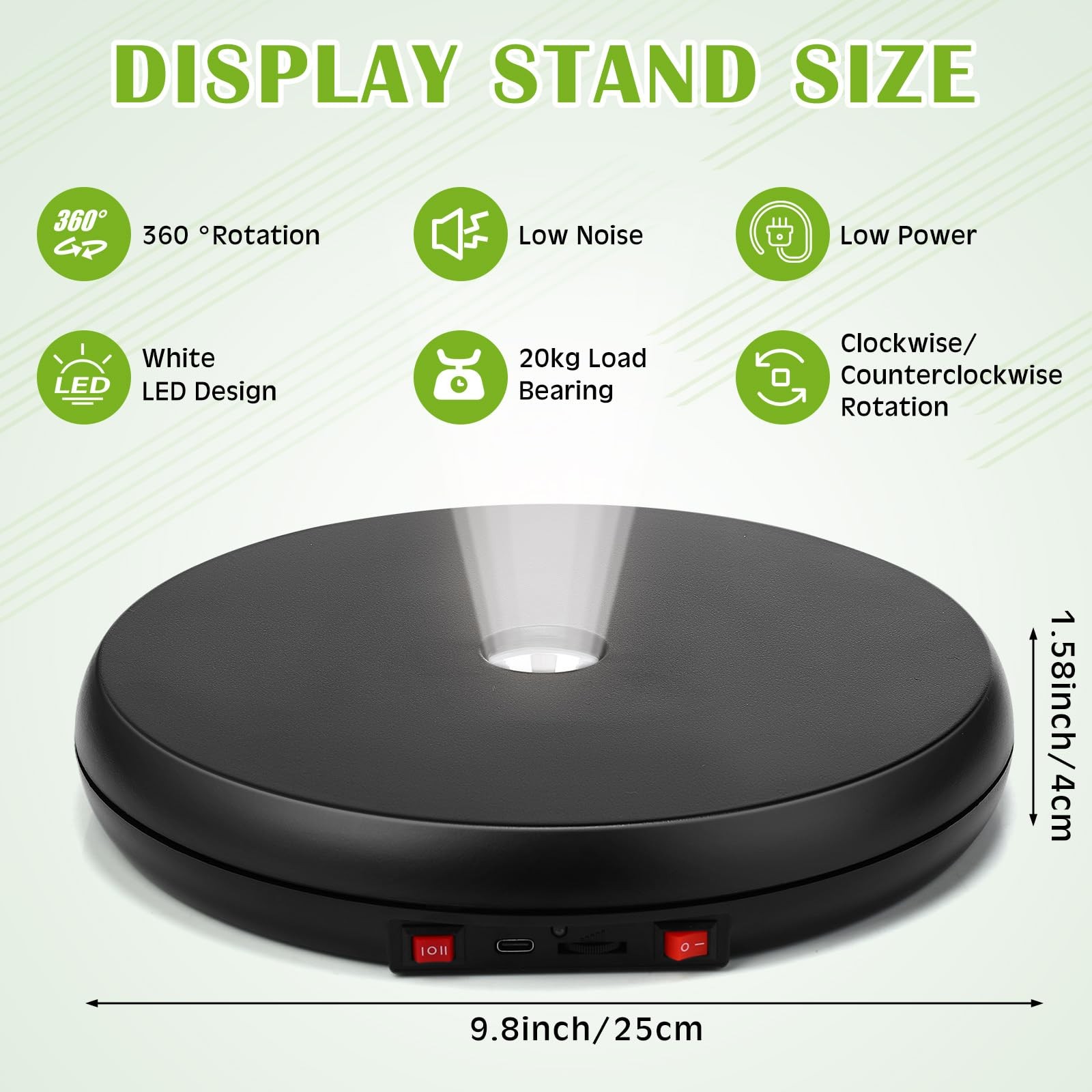 LED Light Motorized Rotating Display Stand Turner 360 Degree Display Spinner …