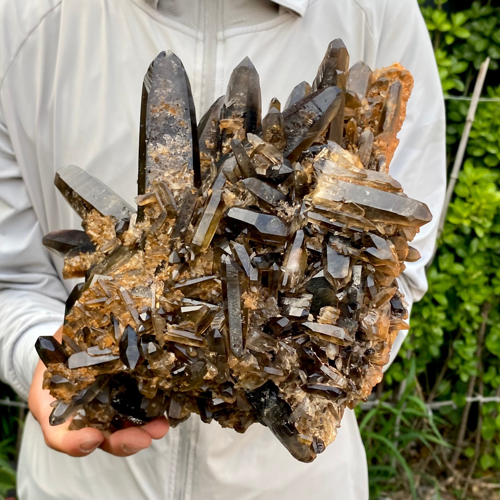 9.7LB Large Natural Black Smoky Quartz Crystal Cluster Raw Mineral Specimen