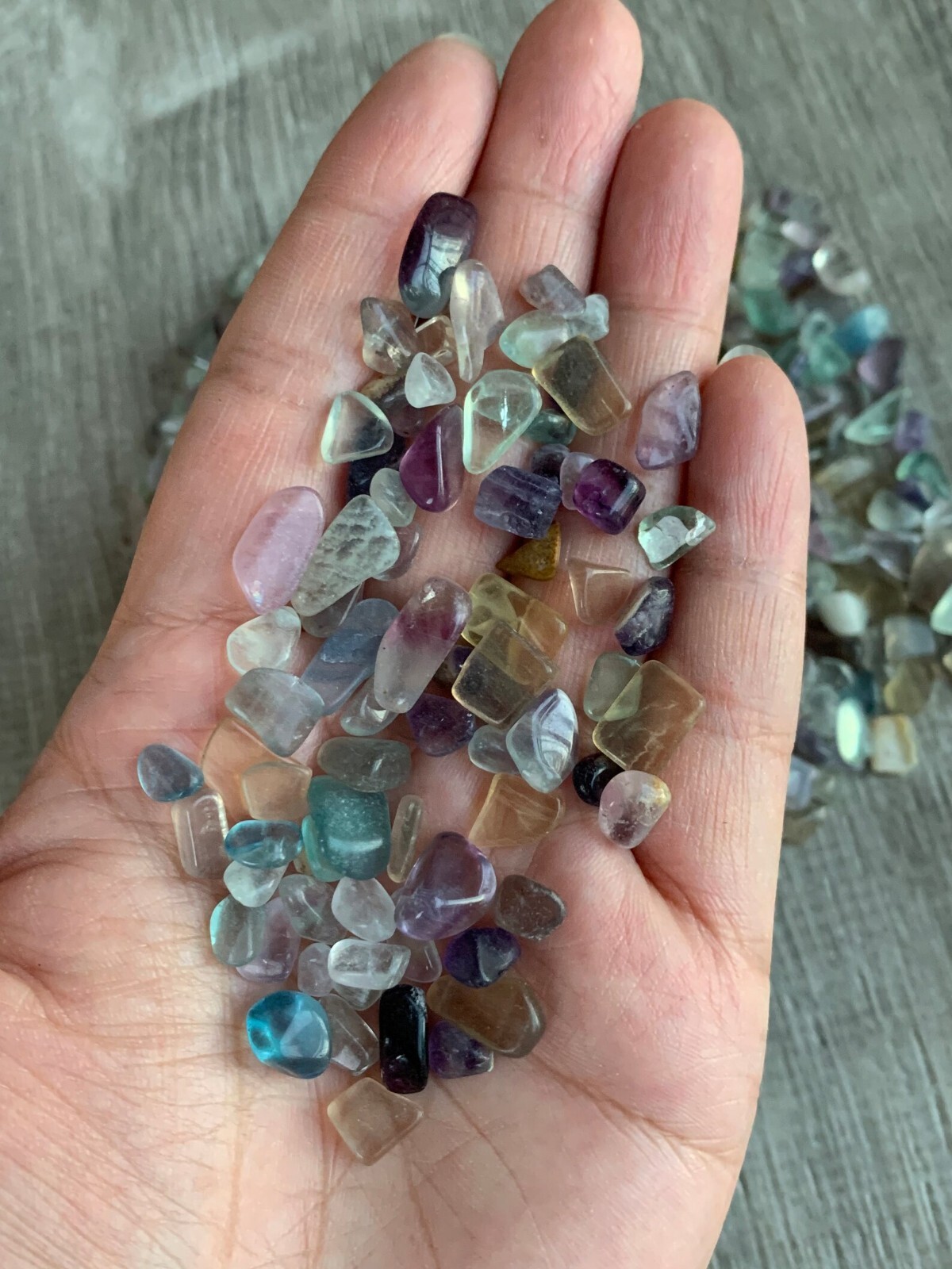 Grade A++ Rainbow Fluorite Semi Tumbled Gemstone Mini Chips 5-12 mm, Bulk Lot