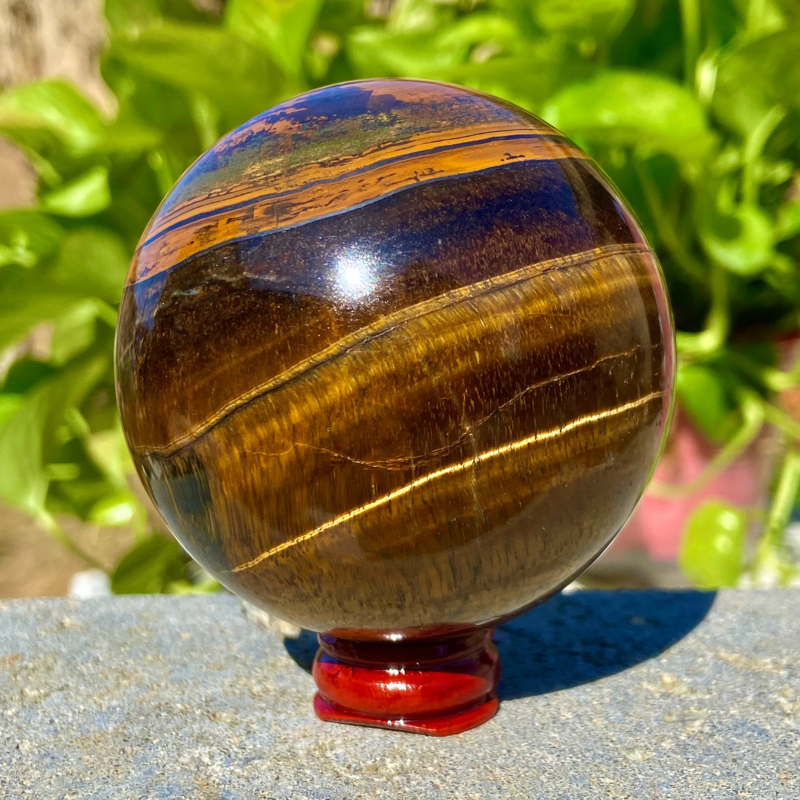 1.2LB Large Natural Tiger Eye Stone Crystal Ball Quartz Healing Sphere Décor