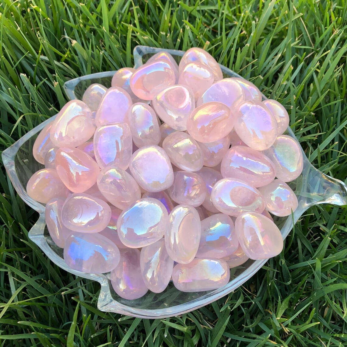 1 Piece Angel Aura Rose Quartz Tumbled Pocket Stone Gemstone, Buy 2 get 5 free