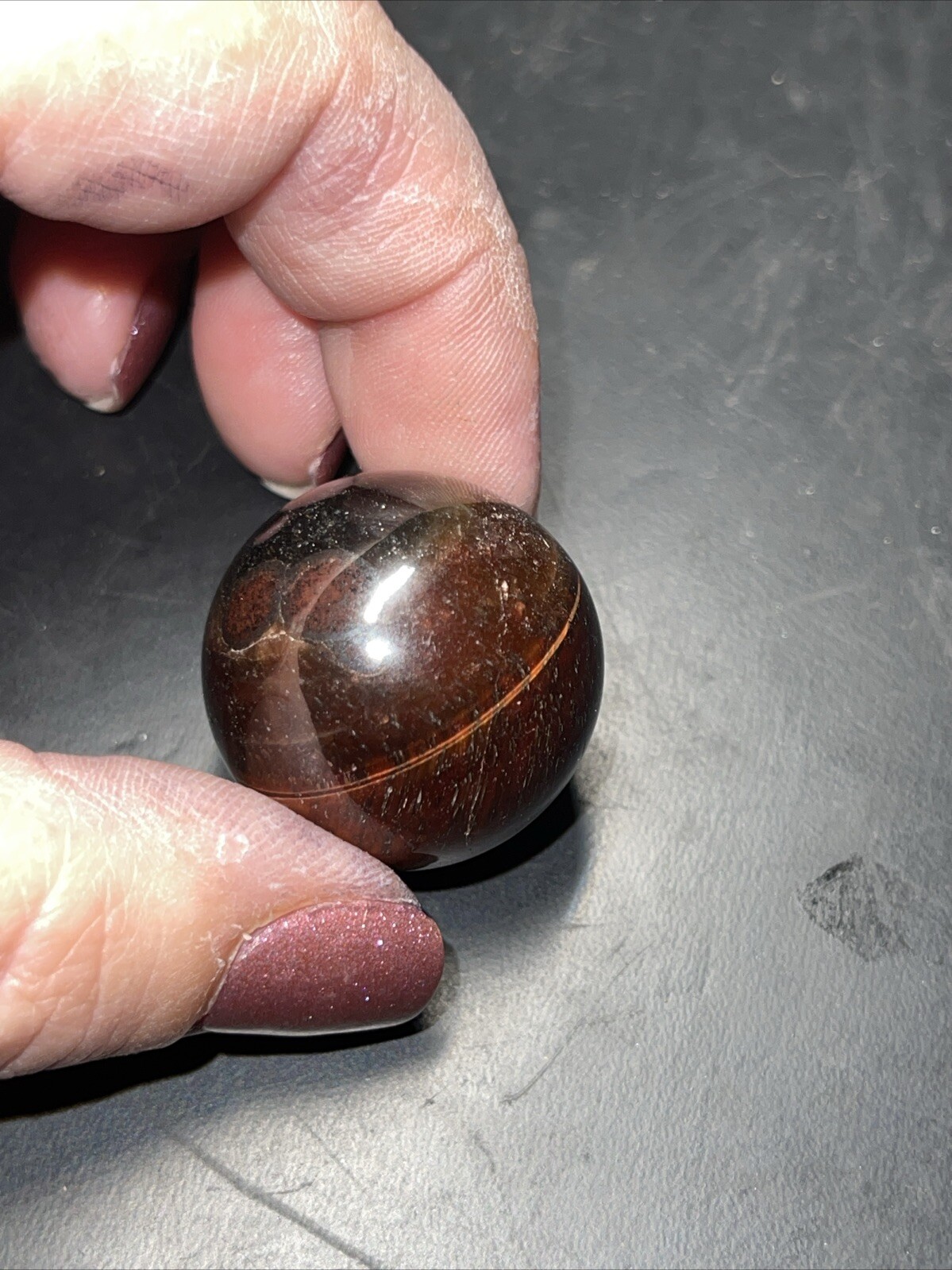 Red Tiger’s Eye Crystal Sphere Orb Ball Marble 27.1mm