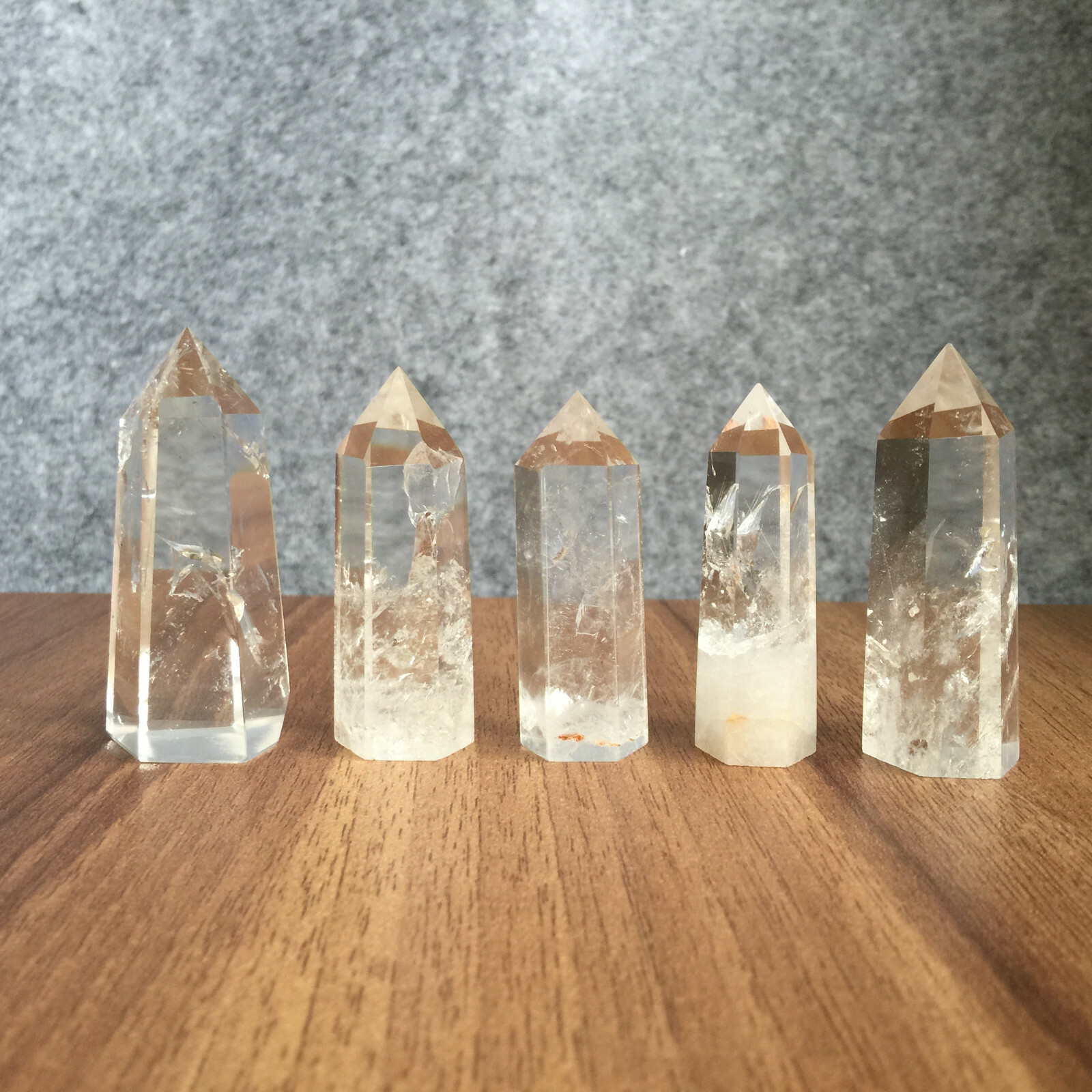 5PCS Natural clear obelisk quartz crystal point tower wand reiki healing