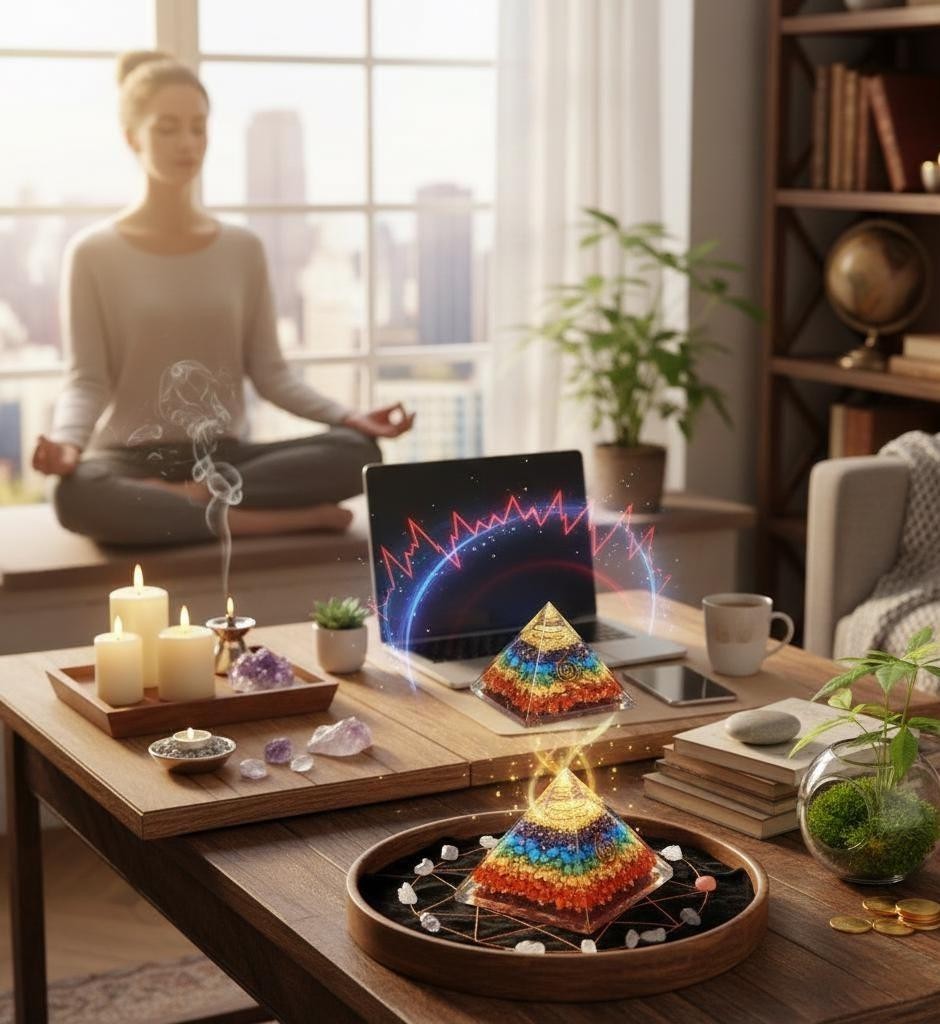 7 Chakra Orgonite Pyramid EMF Protection Crystal Energy Generator For Meditation