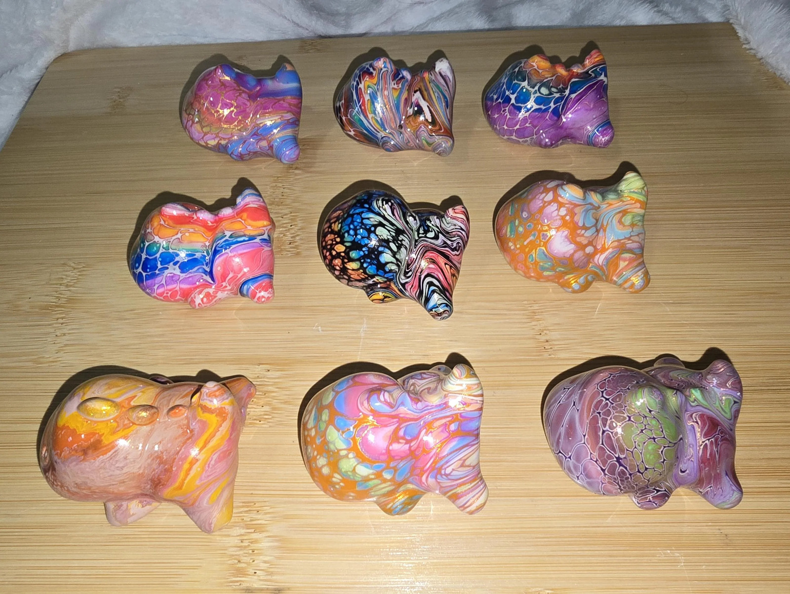 Colorful Daqi Dinosaur Dino Lacquer Painted Sandalwood