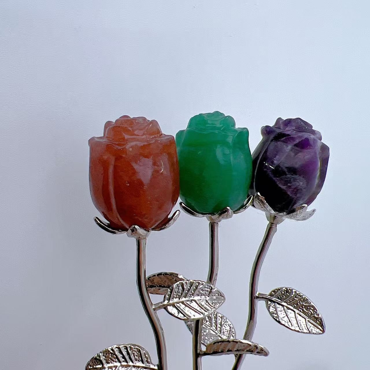 3PCS Natural Mixed Rose Flower skull Carved Quartz Reiki Hallowmas Crystal gift